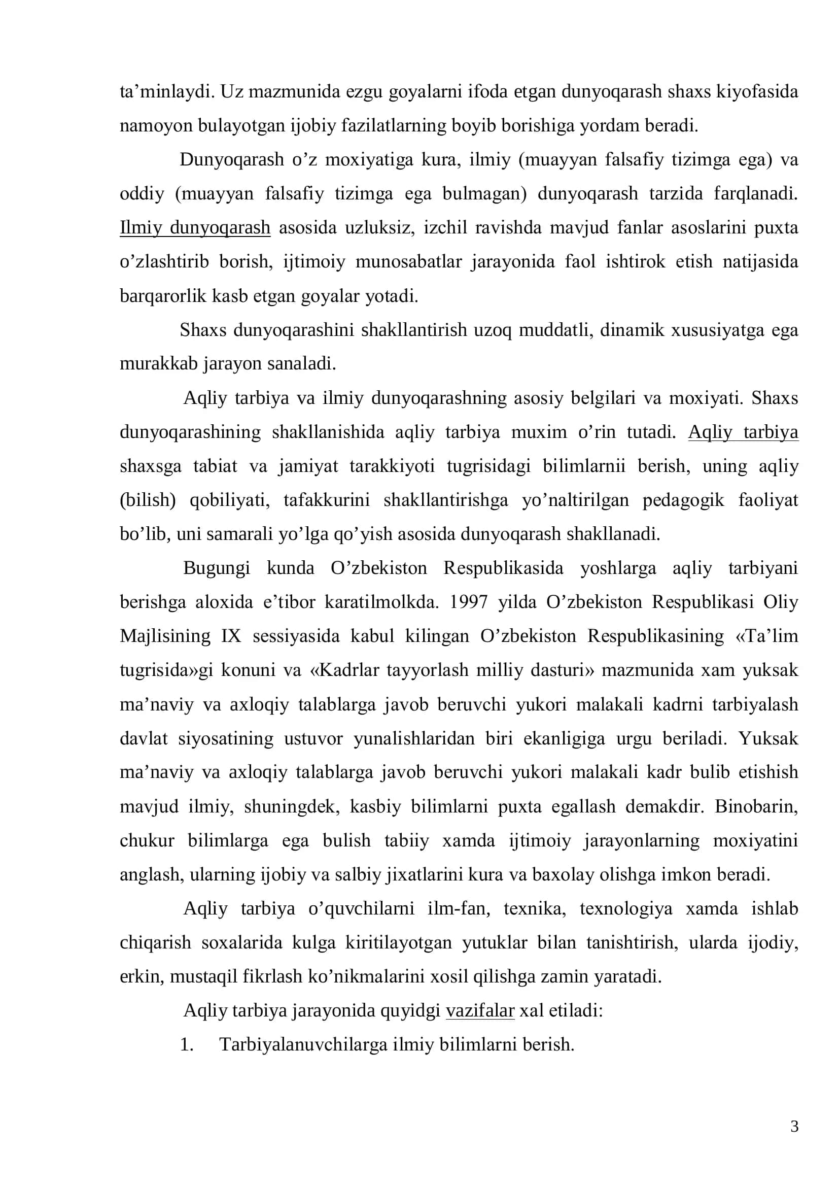 O`quvchilarning aqliy tarbiyasiga dunyoqarashining, aхlоq, оdоbning shakllantirlishi 3