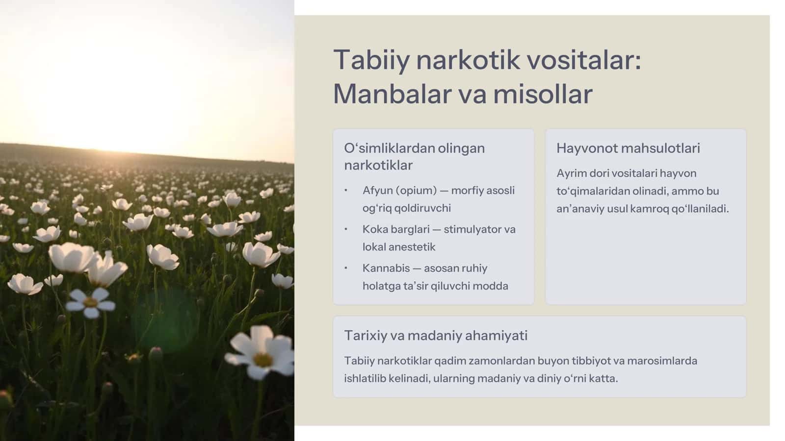 Tabiiy va sintetik narkotik vositalar 3