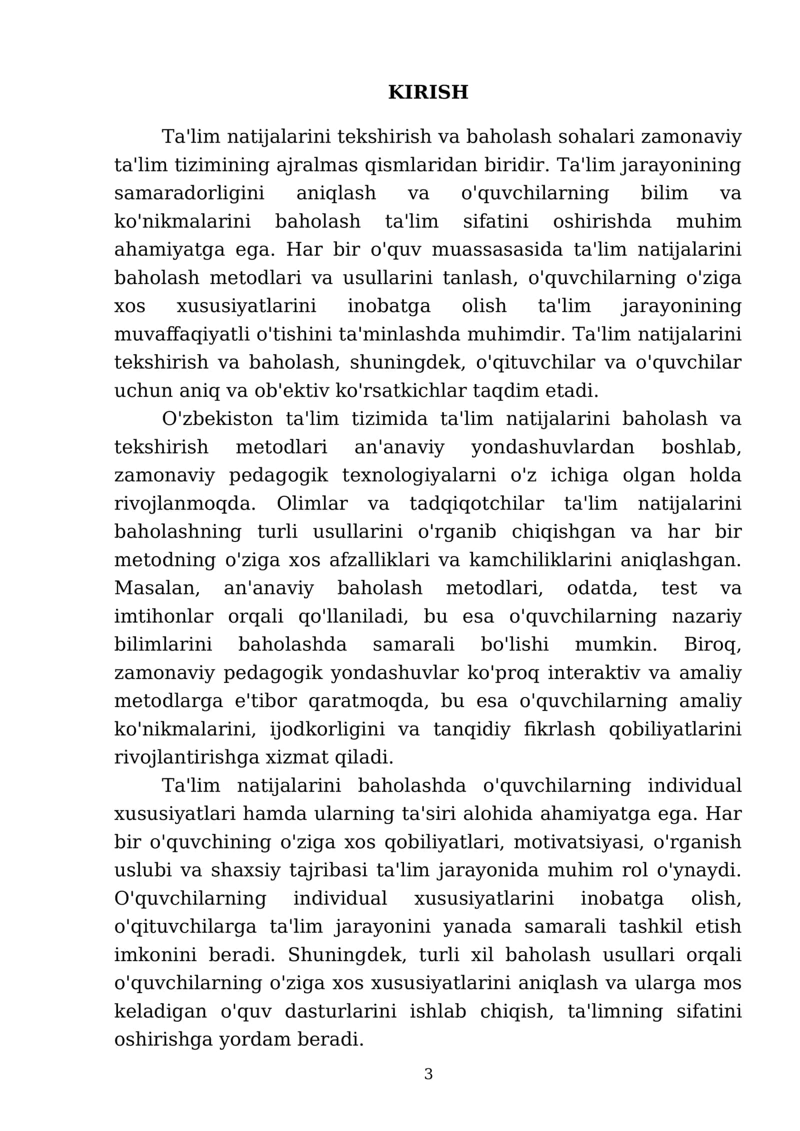 Ta'lim natijalarini tekshirish va baholash 3