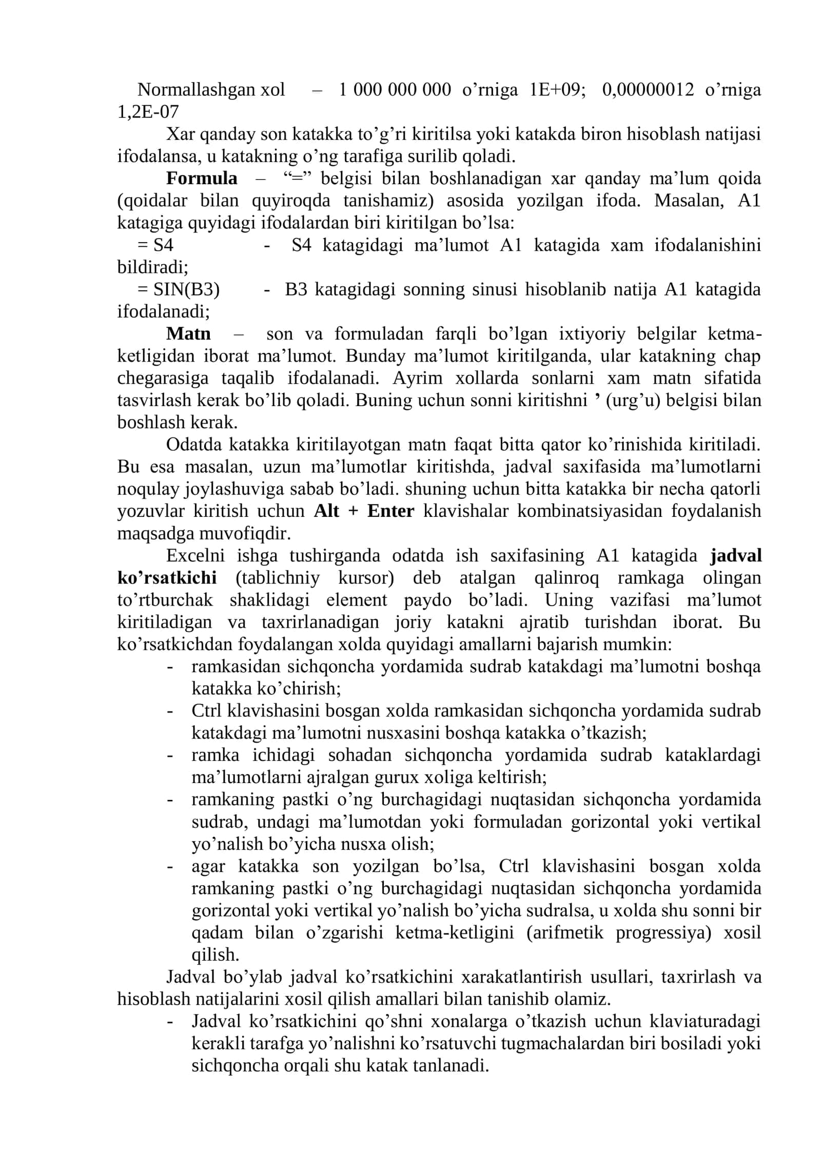 MS Excel elektron jadvalida ishlash. Statistik ma’lumotlarni elektron jadvallar yordamida qayta ishlash 3