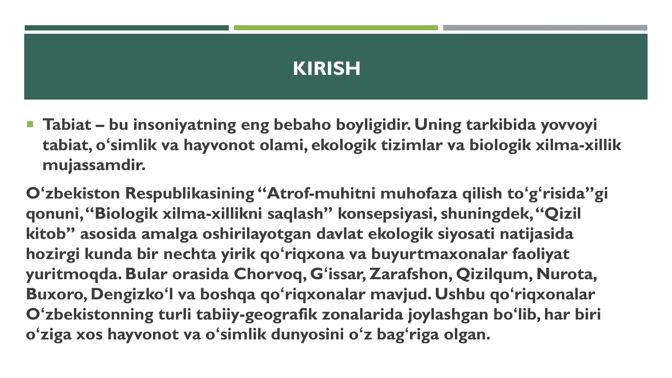 QO’QON DAVLAT UNIVERSITETI KIMYO TEXNOLOGIYALARI VA TABIIY FANLAR FAKULTETI BIOLOFIYA YO‘NALISHI KURS ISHI HIMOYASI UCHUN PREZENTATSIYA 3