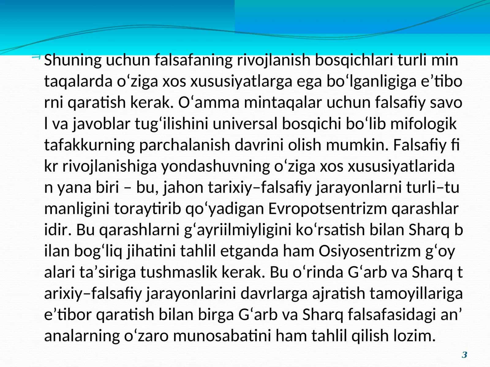 Falsafiy tafakkurni rivoylanish bosqichlari 3