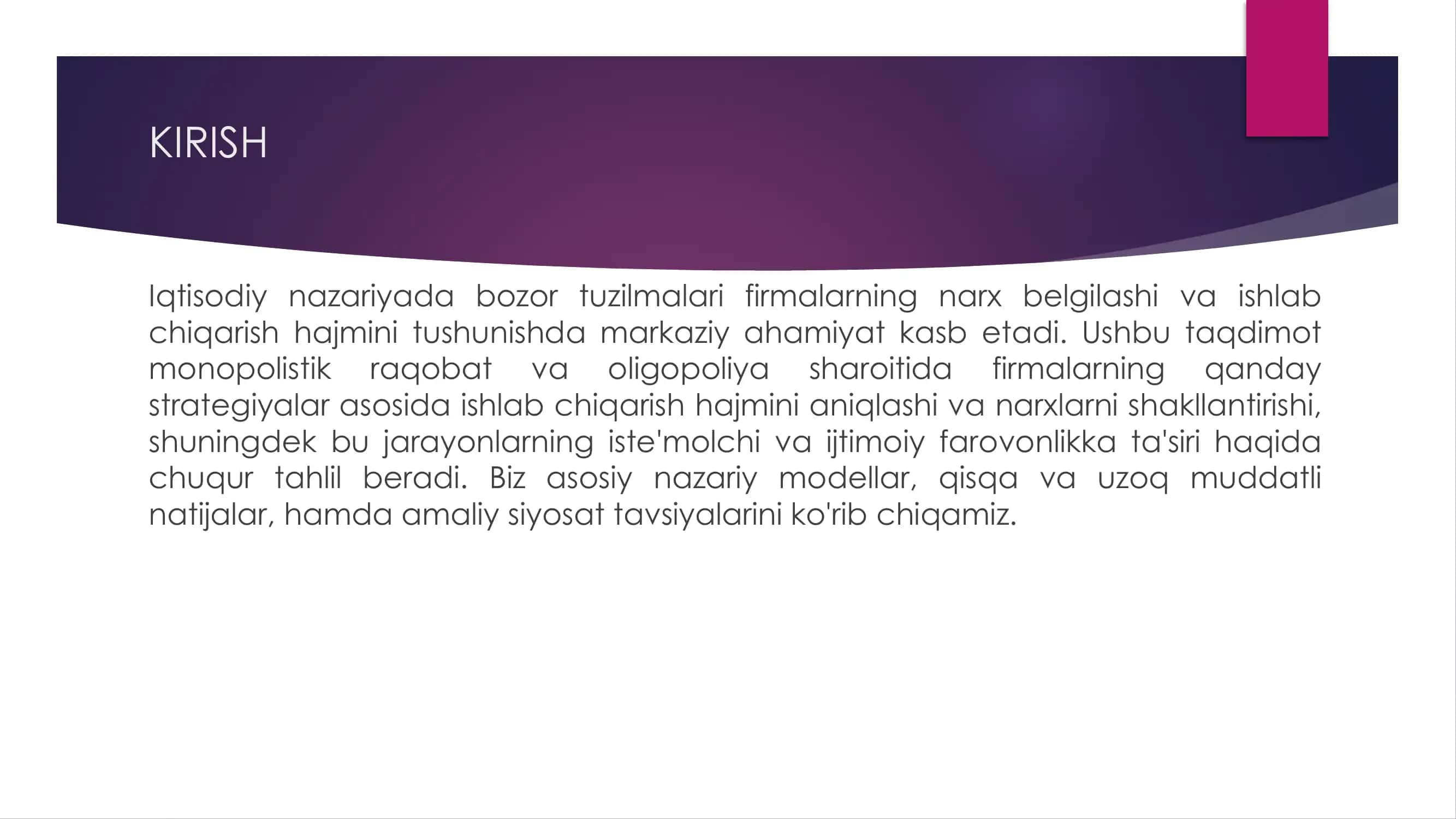 Monopolistik raqobat va oligopoliya sharoitida ishlab chiqarish hajmi va narxning shakllanishi 3