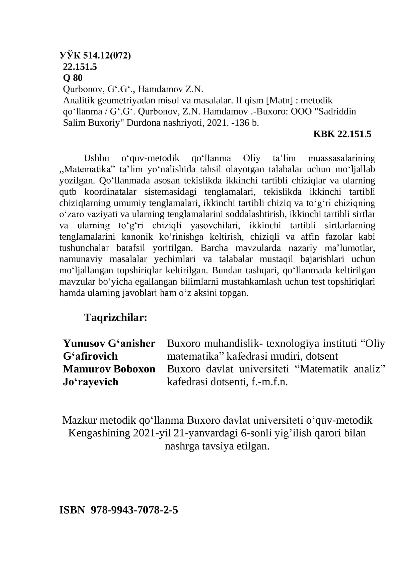 ANALITIK GEOMETRIYADAN MISOL VA MASALALAR II qism 3