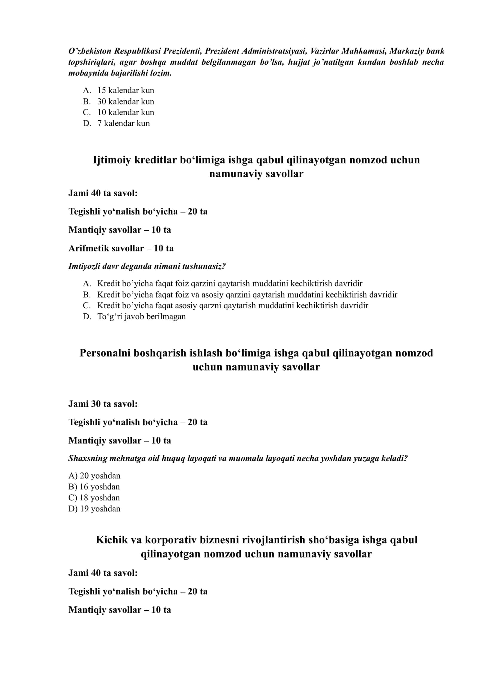Nomzod uchun axborot texnologiyalari savollari 3