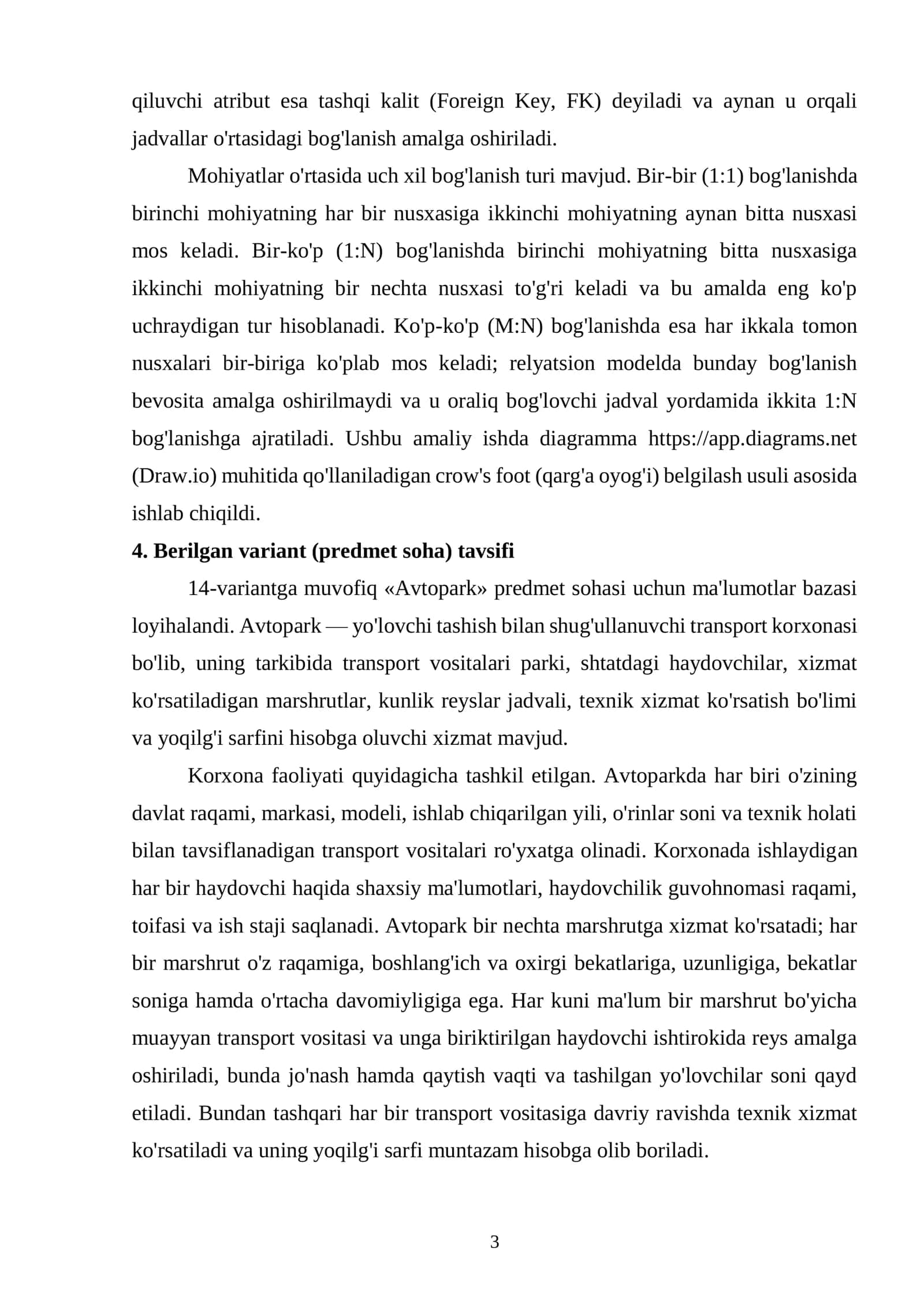 Ma'lumotlar bazasini loyihalash 3
