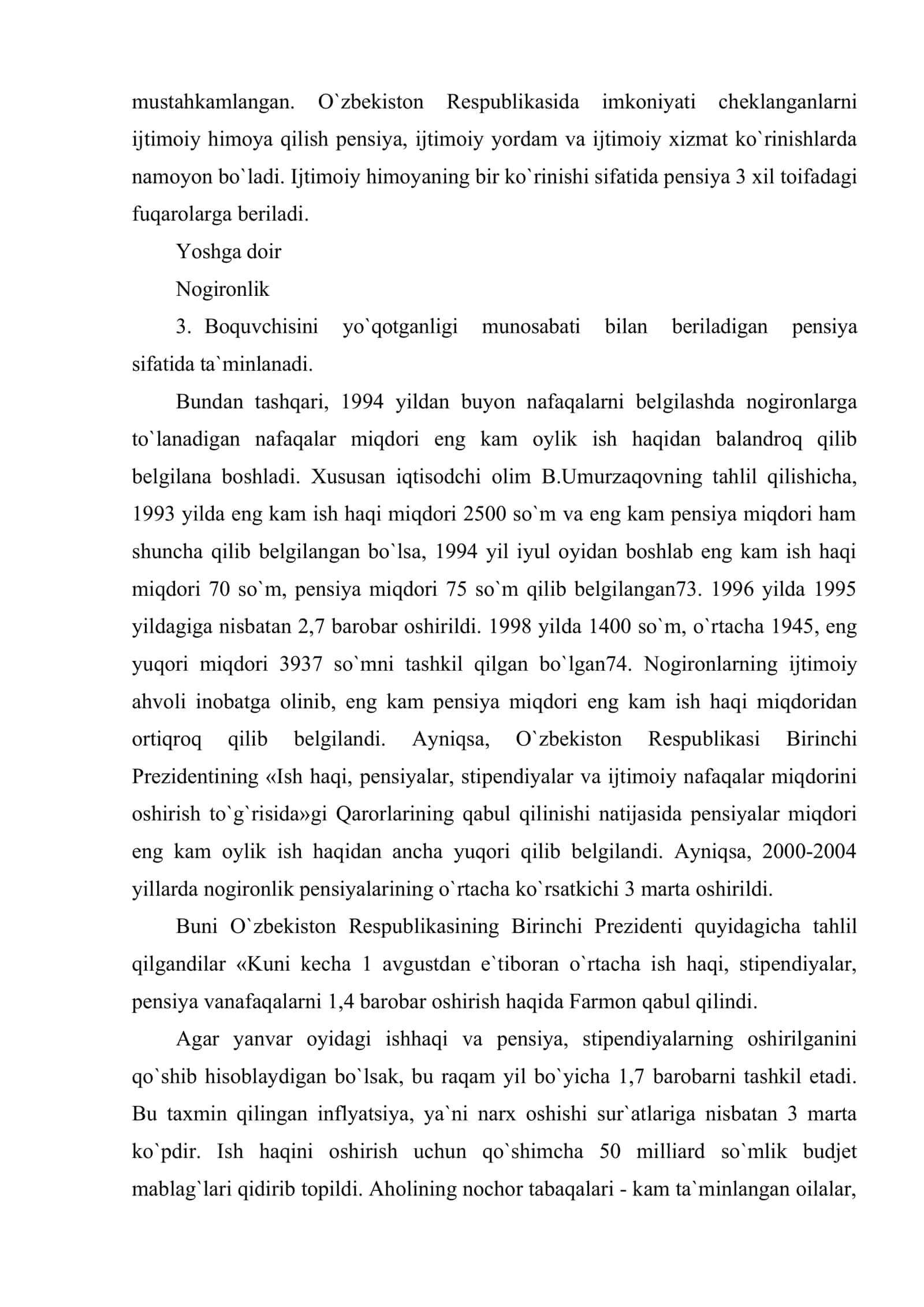 Iqtisodiy barqarorlikning ta`minlanishi. Kuchli ijtimoiy siyosat 3