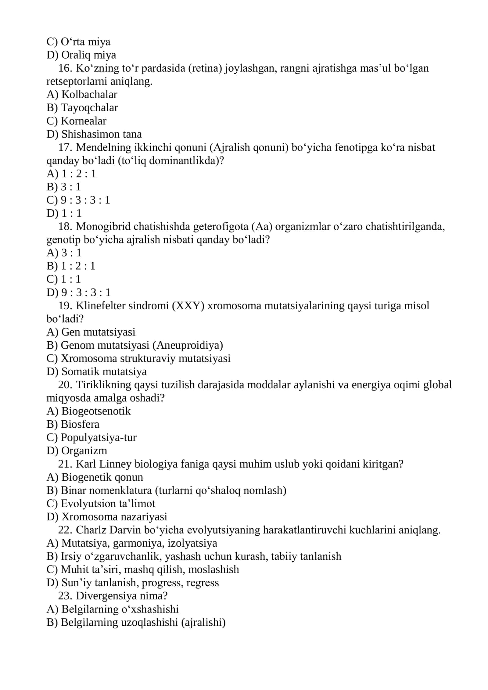 DTM repititsion-diagnostik testlar 2026-yil Biologiya-Geografiya 3
