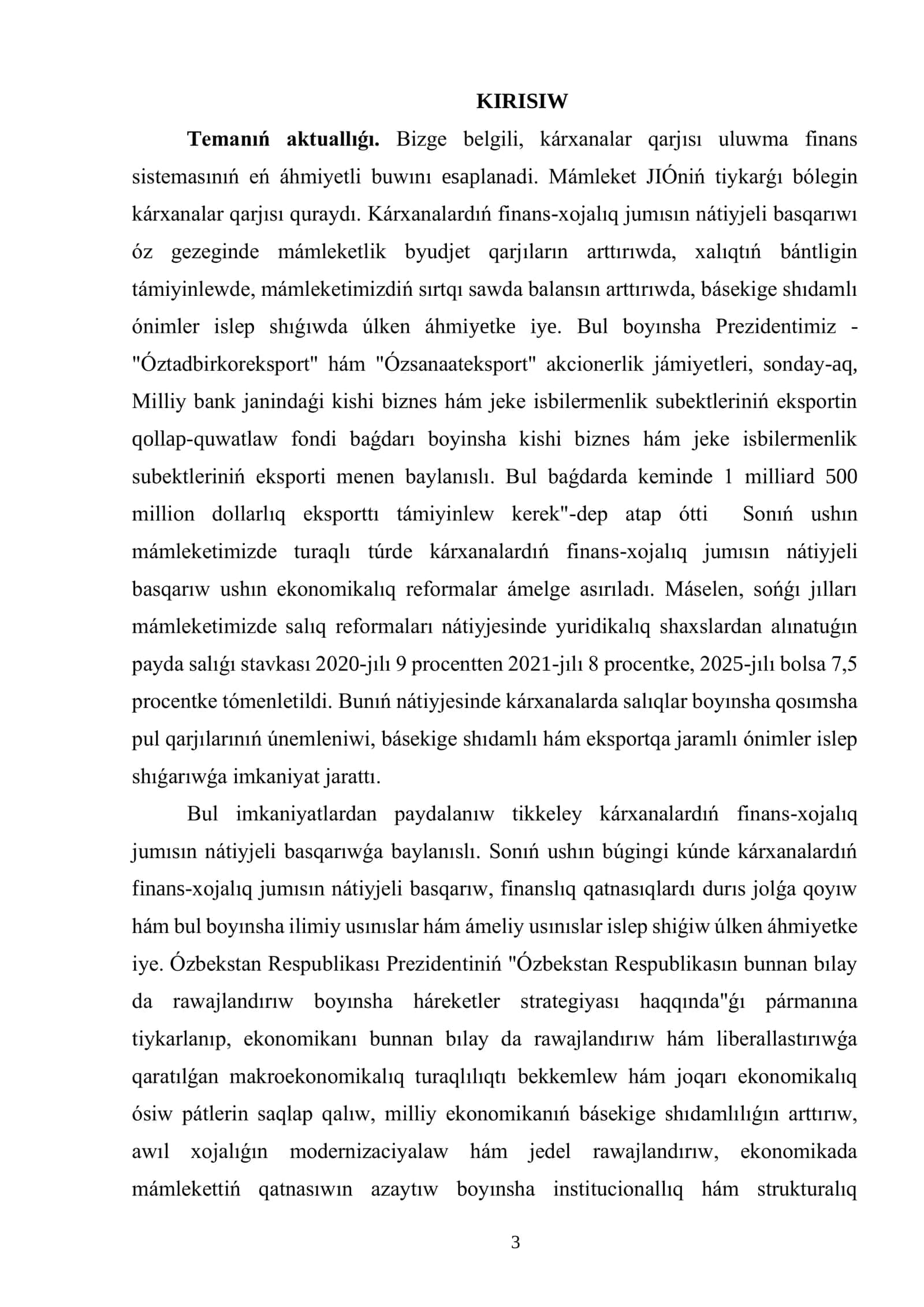 Kárxanalar Finanslıq Turaqlılıǵı 3
