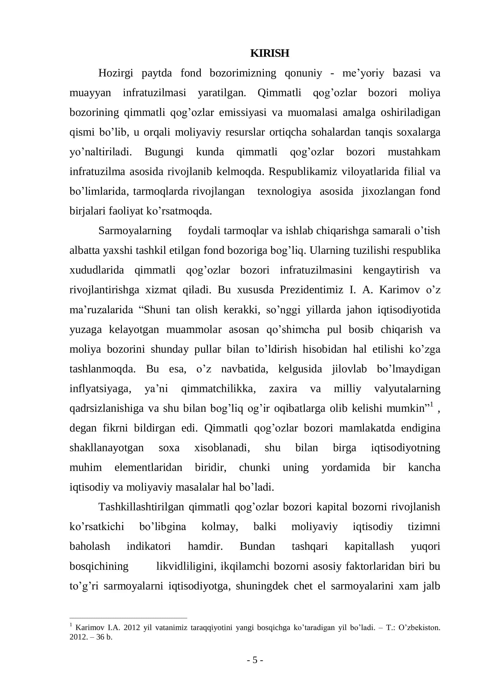 Iqtisodiyotni modernizatsiyalashtirish sharoitida fond bozorini takomillashtirish yo’llari 3