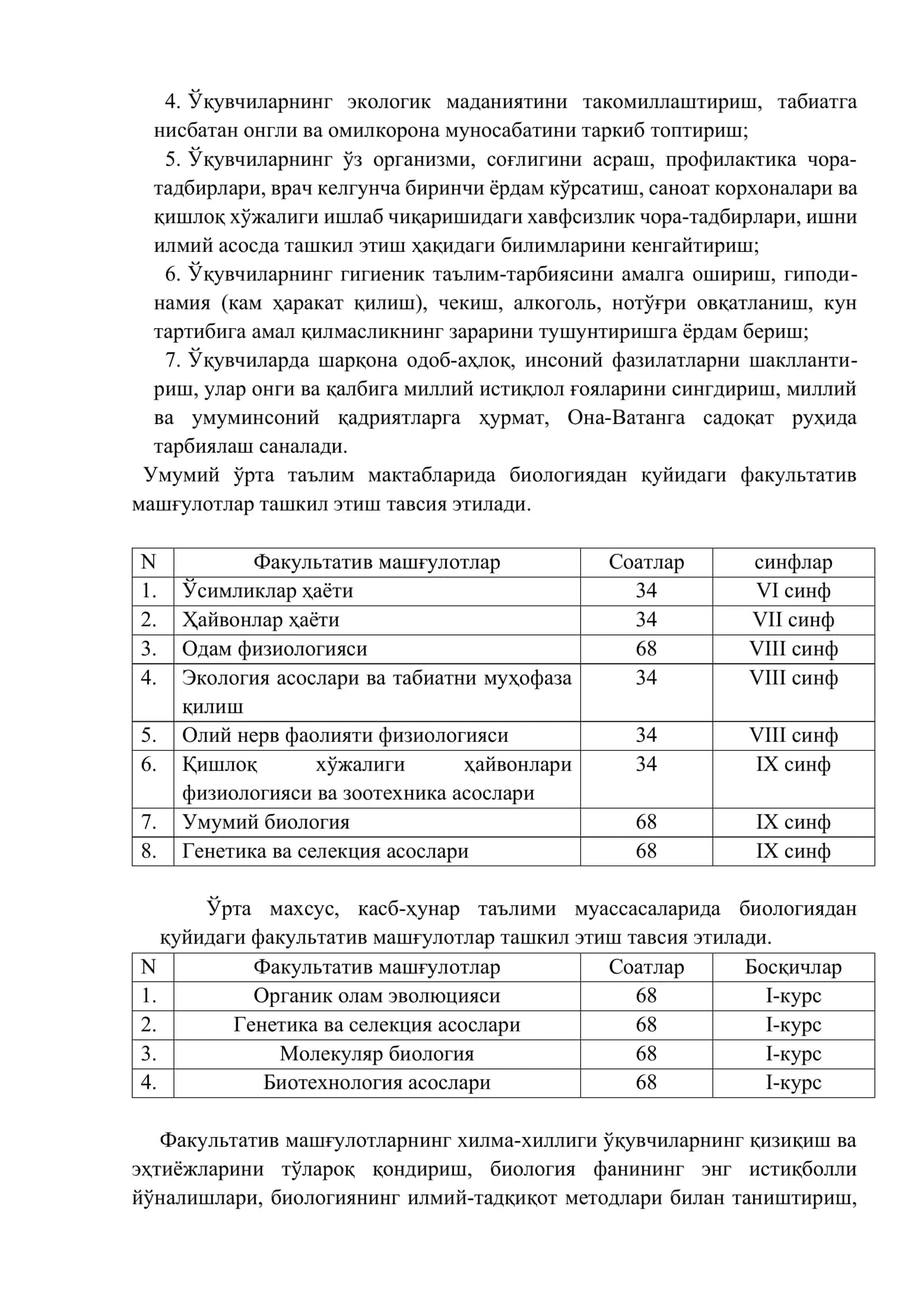 Биологиядан факультатив машғулотларни ташкил этиш 3
