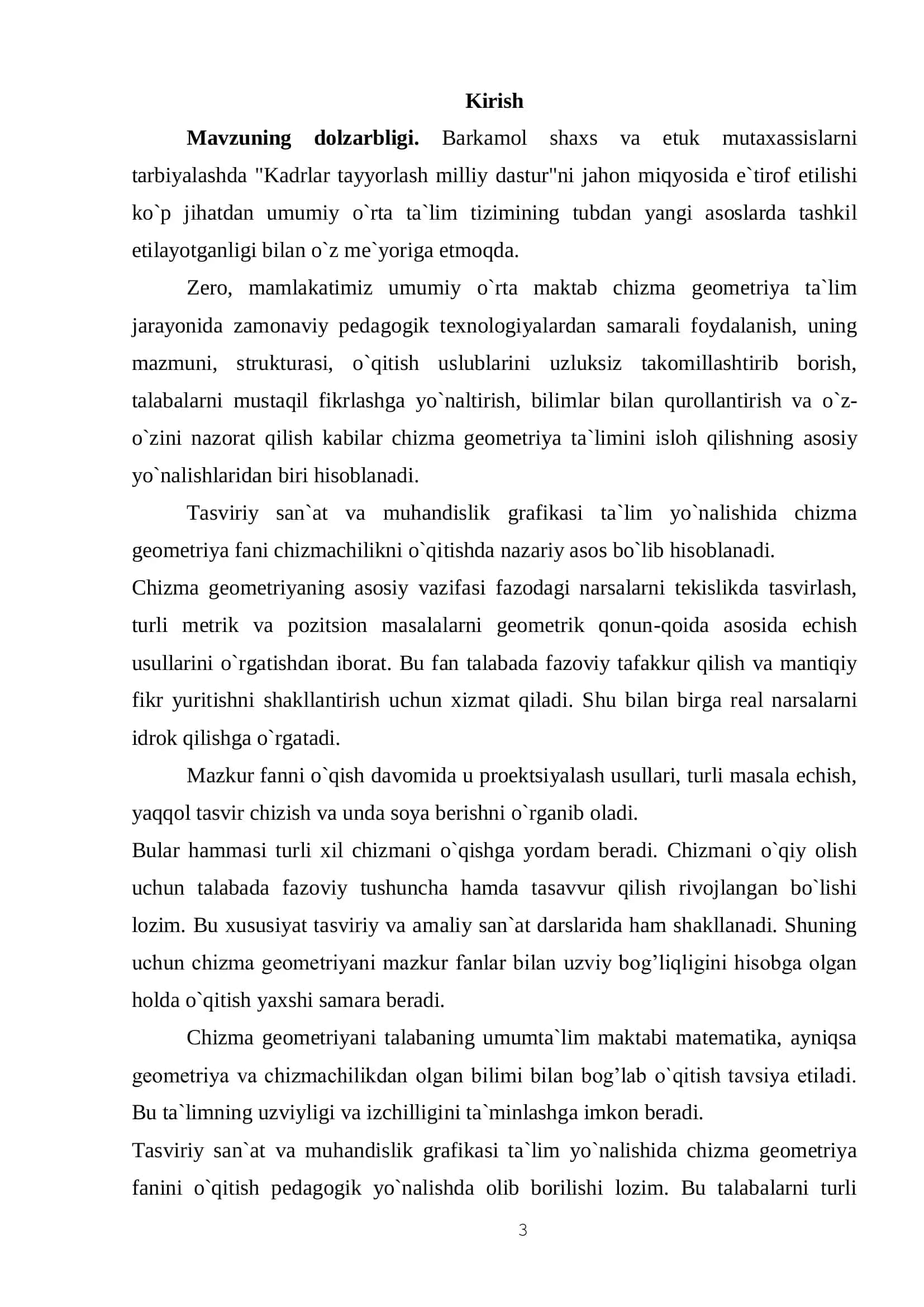 TASVIRIY SAN’AT VA MUHANDISLIK GRAFIKASI KAFEDRASI 3