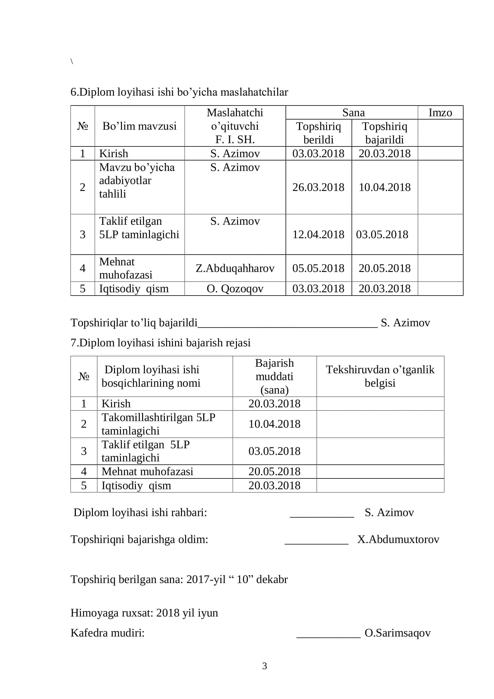 Tabiiy tolalarni dastlabki ishlash texnologiyasi bakalavriat ta'lim bitiruvchi Diplom loyihasi 3