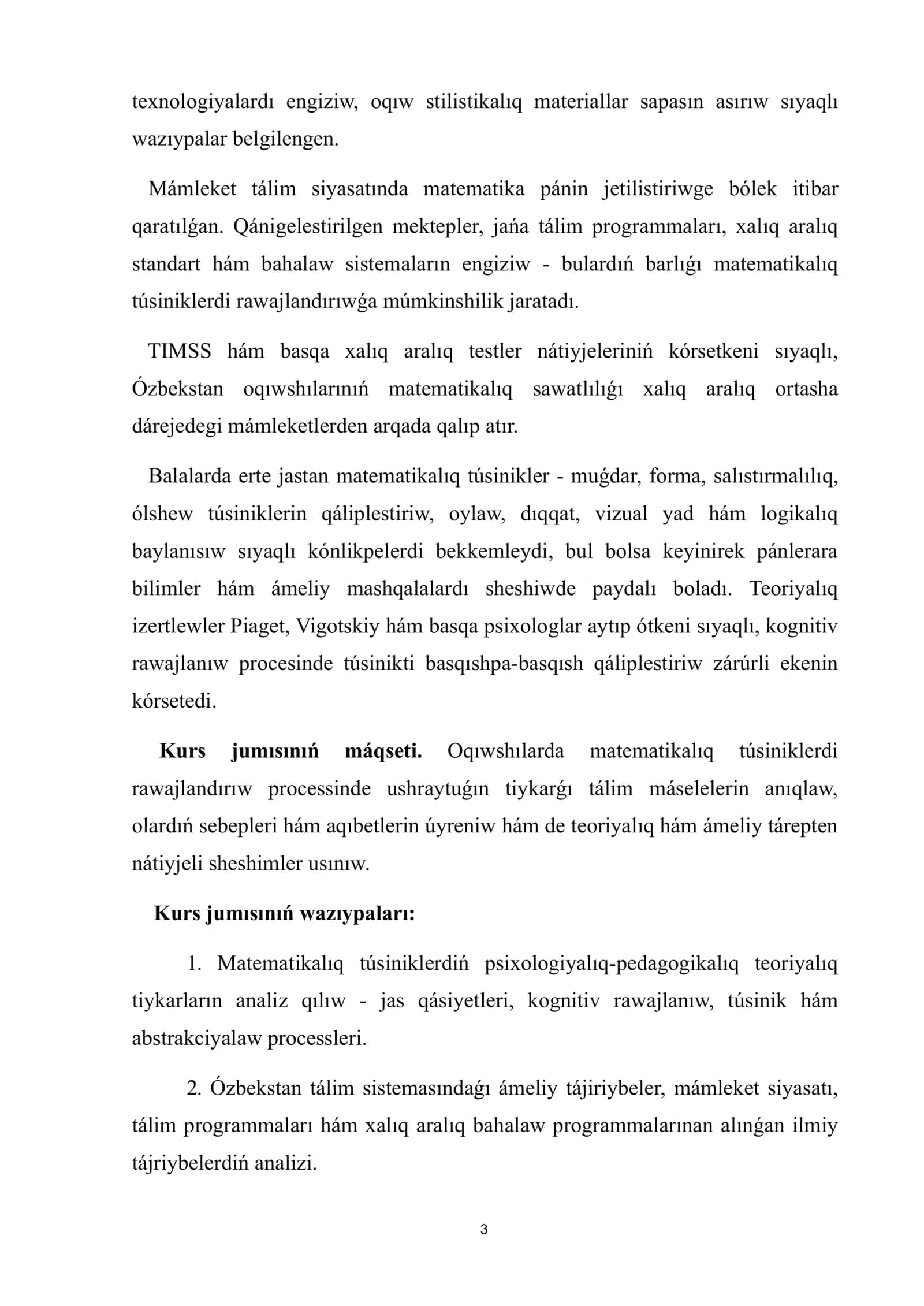 Matematikalıq túsiniklerdi rawajlandırıwda tálim máseleleri 3