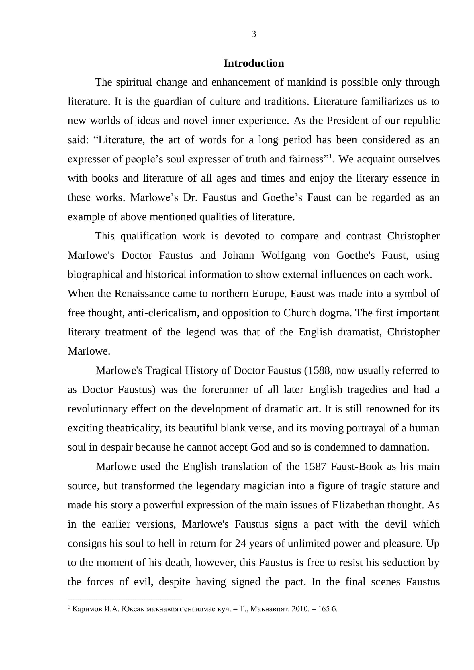 Comparison of Goethe’s and Christopher Marlowe’s tragedy “Doctor Faustus” 3