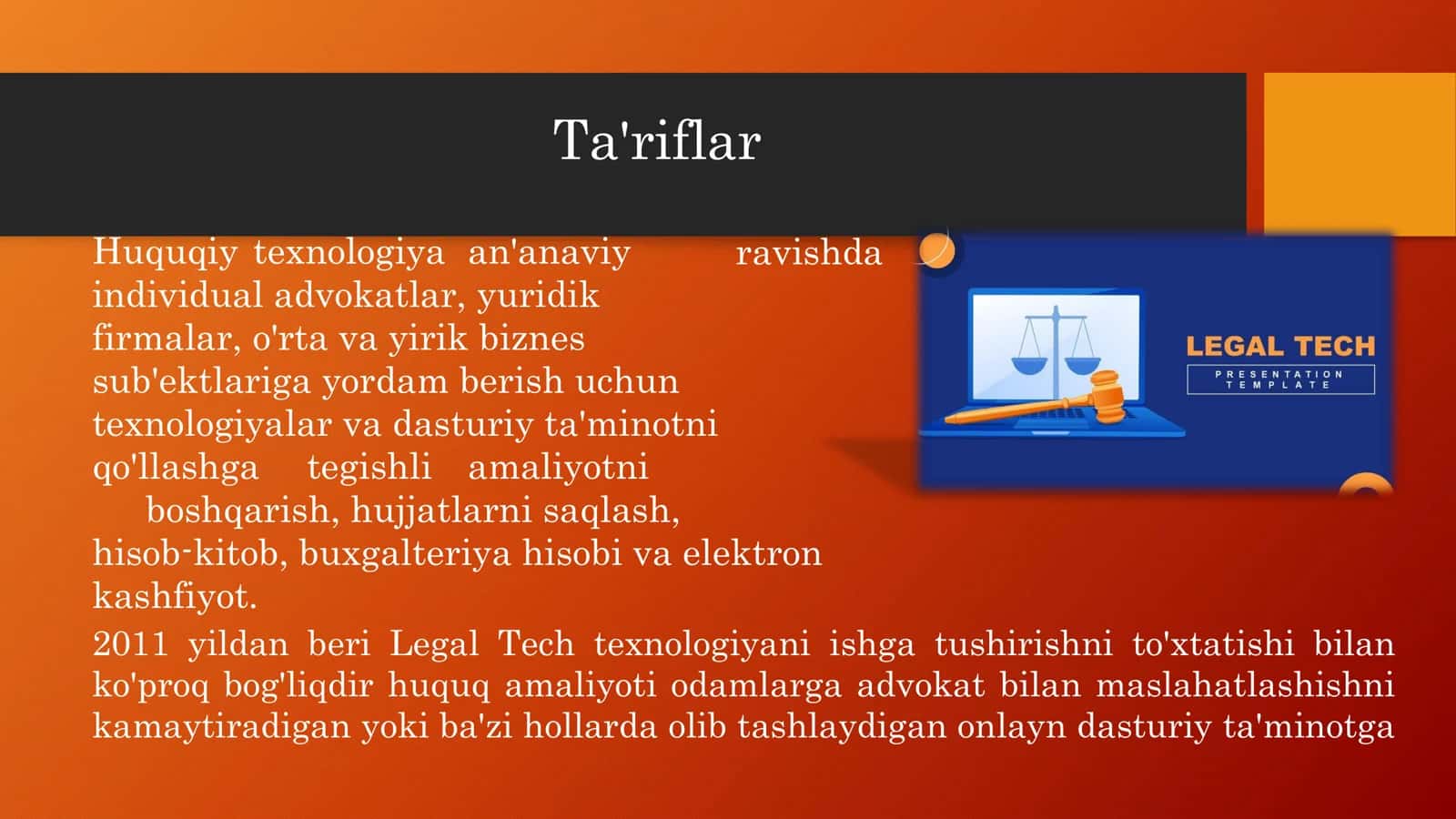 Legal tech loyihalarini joriy etish va boshqarish 3