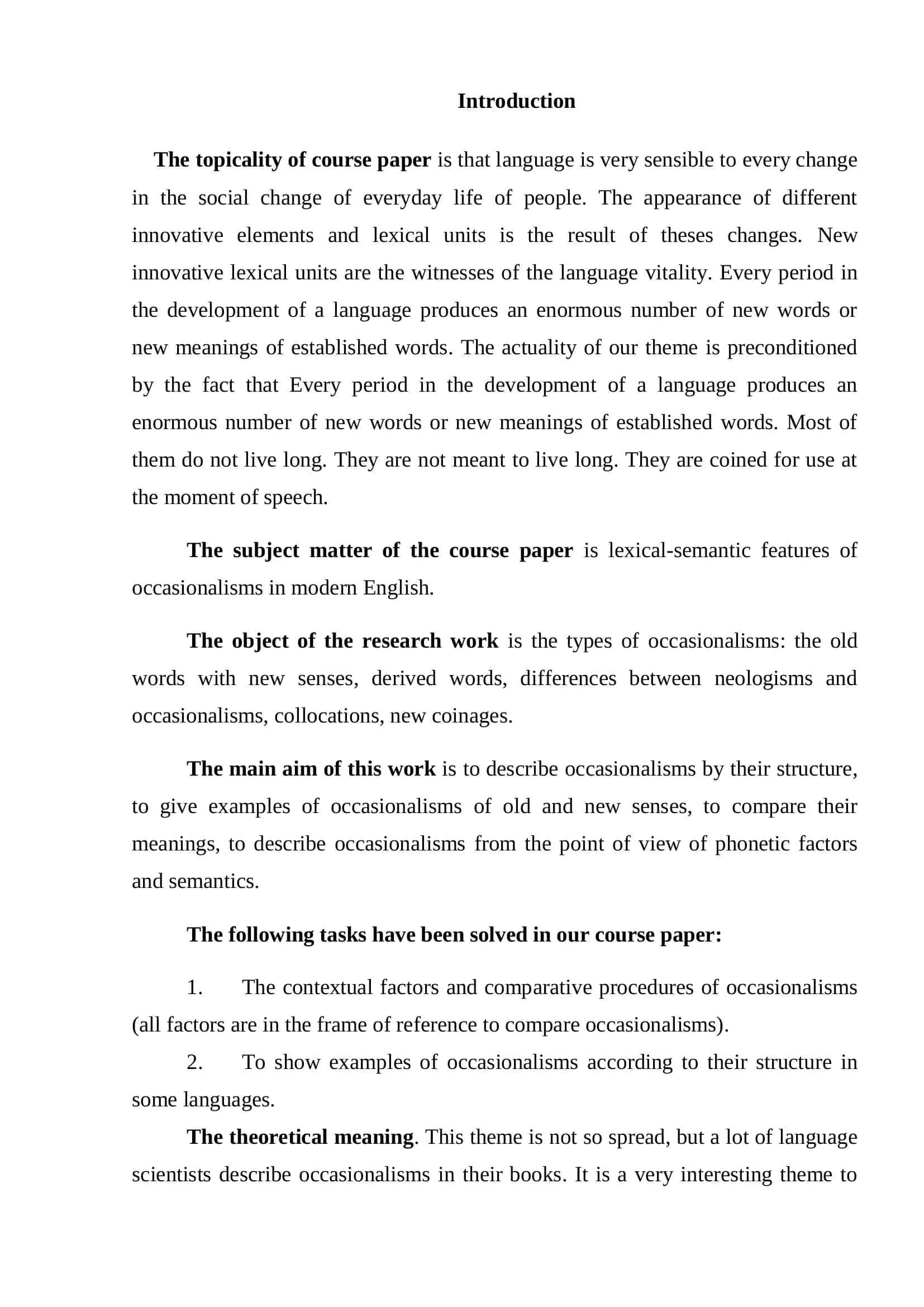 COURSE PAPER on Occasionalisms in literary text 3