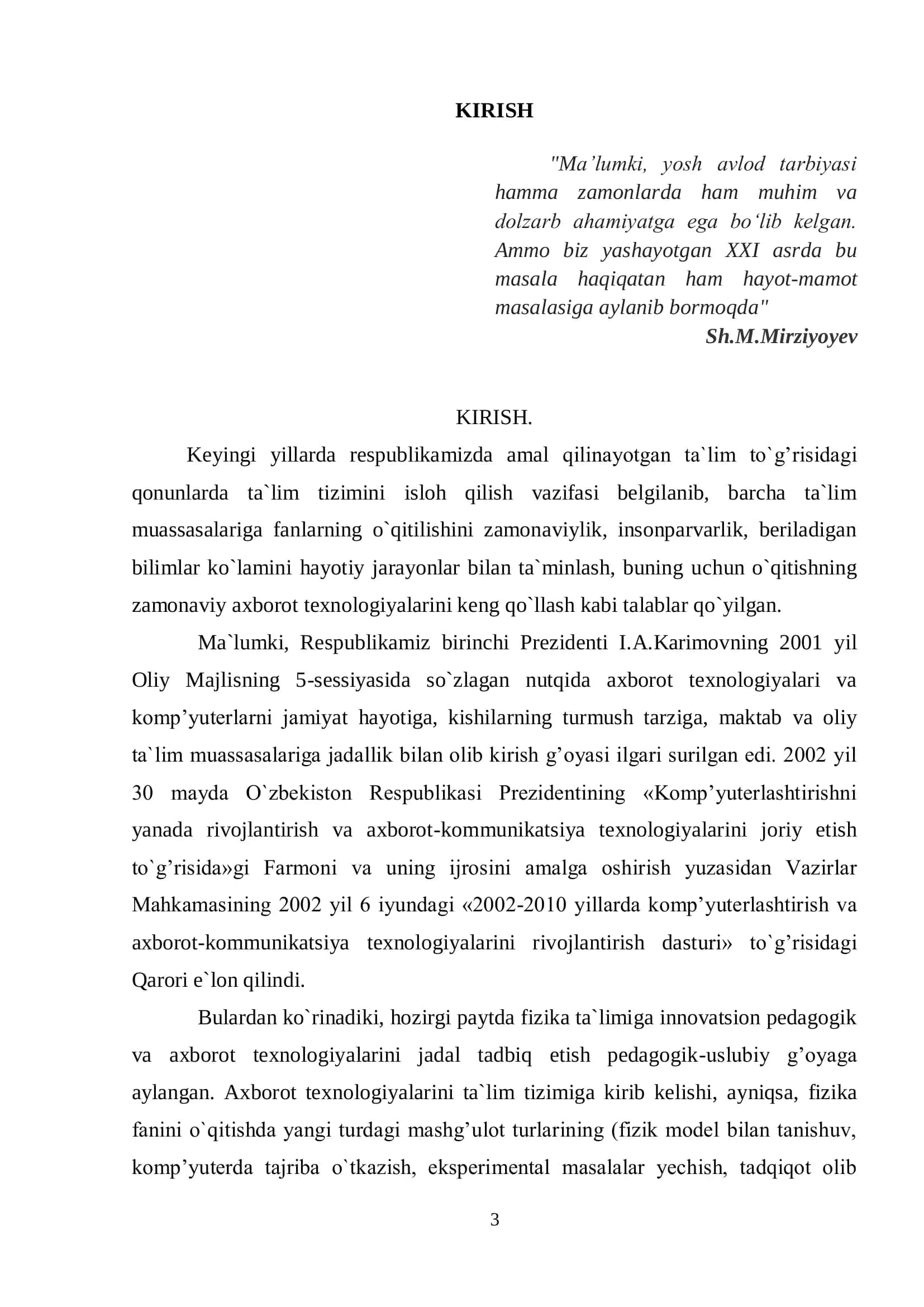 MAKTAB FIZIKA TA’LIMI DAVRIYLIGINI TASHKIL ETISH TEXNOLOGIYASI 3