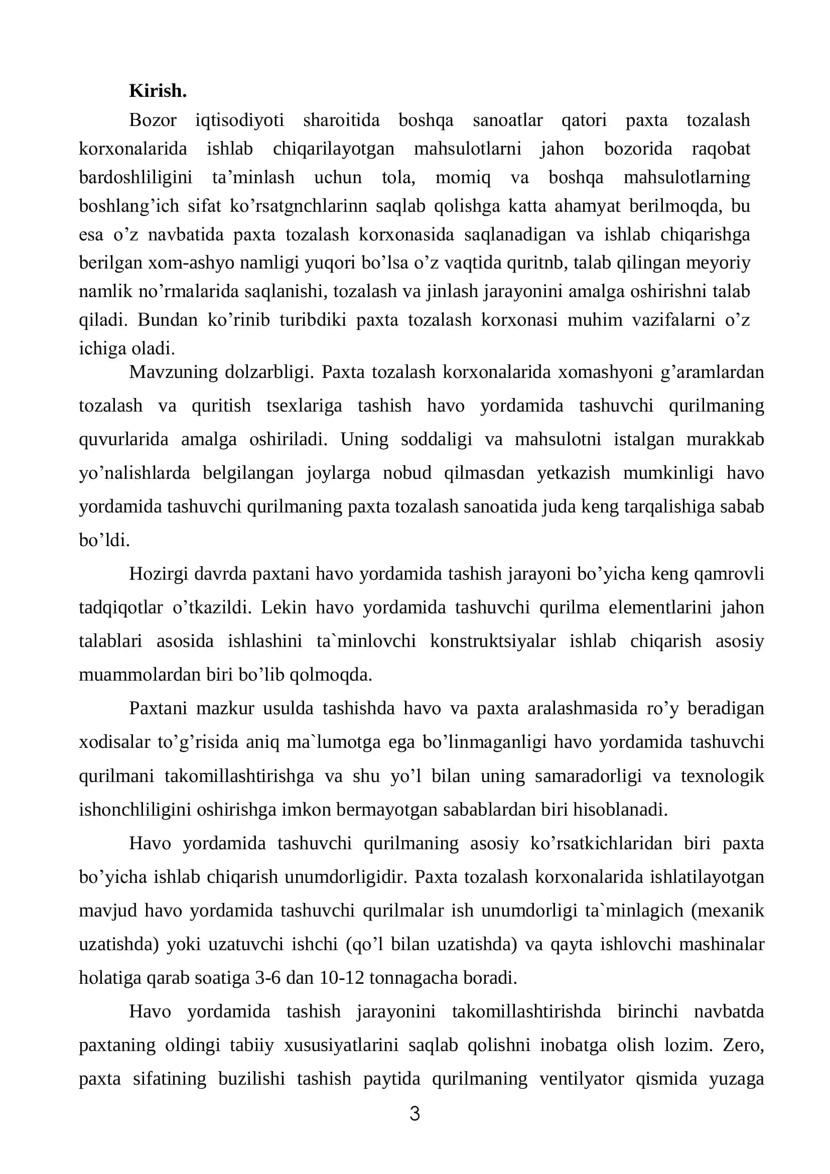 Paxtani havо yordamida tashish qurilmasi elementlarini takоmillashtirish 3
