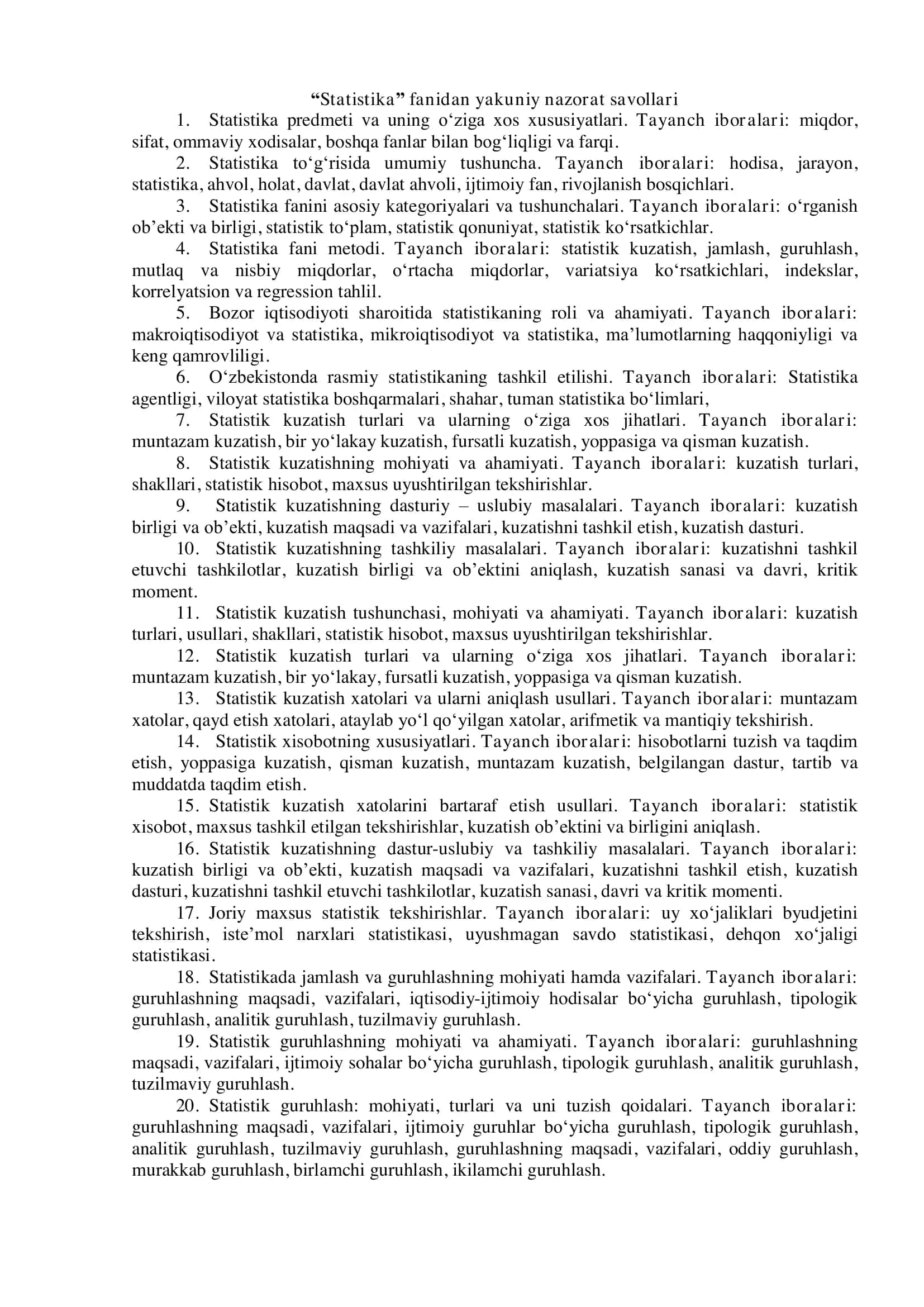 statistika yakuniy nazorat 3
