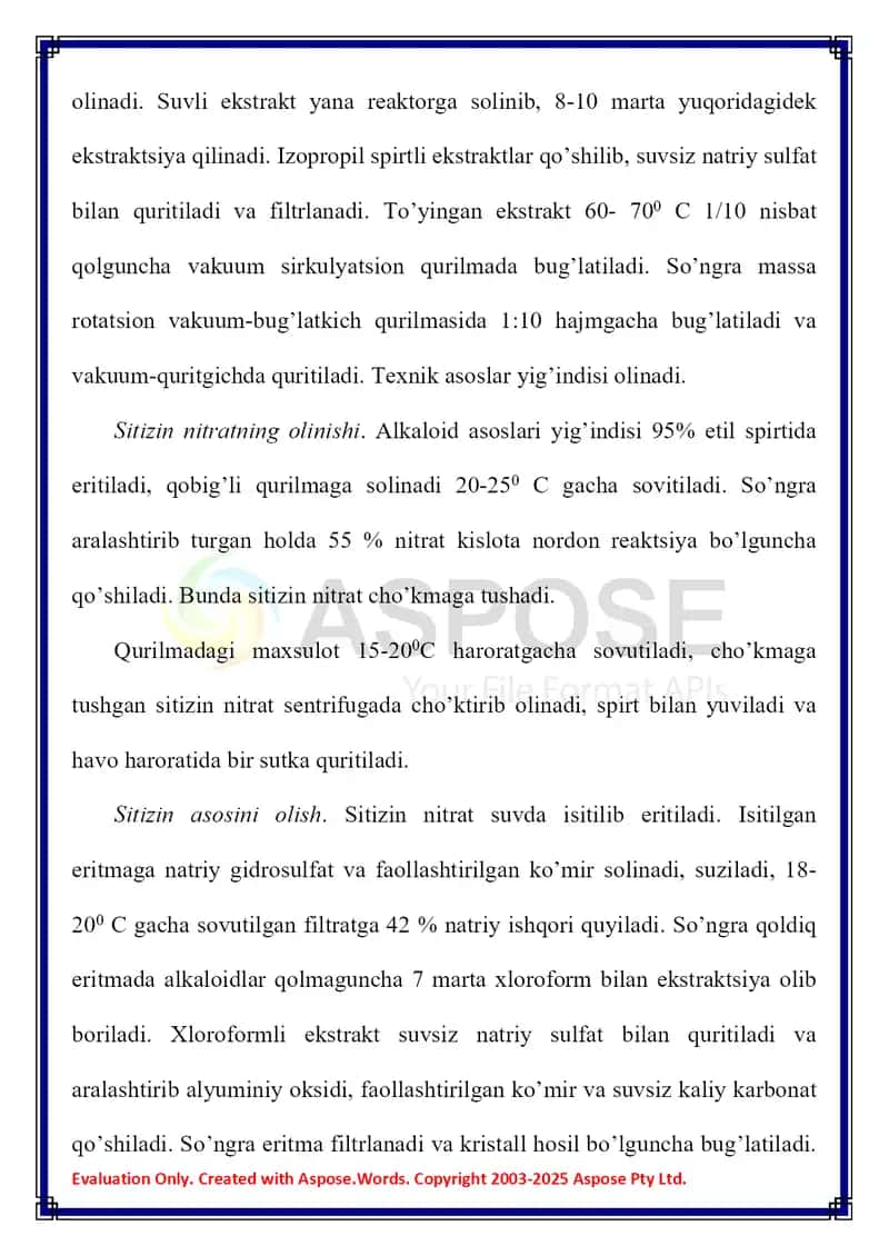Sitizin, morfin, efedrin gidroxlorid, olish texnologiyalari 3