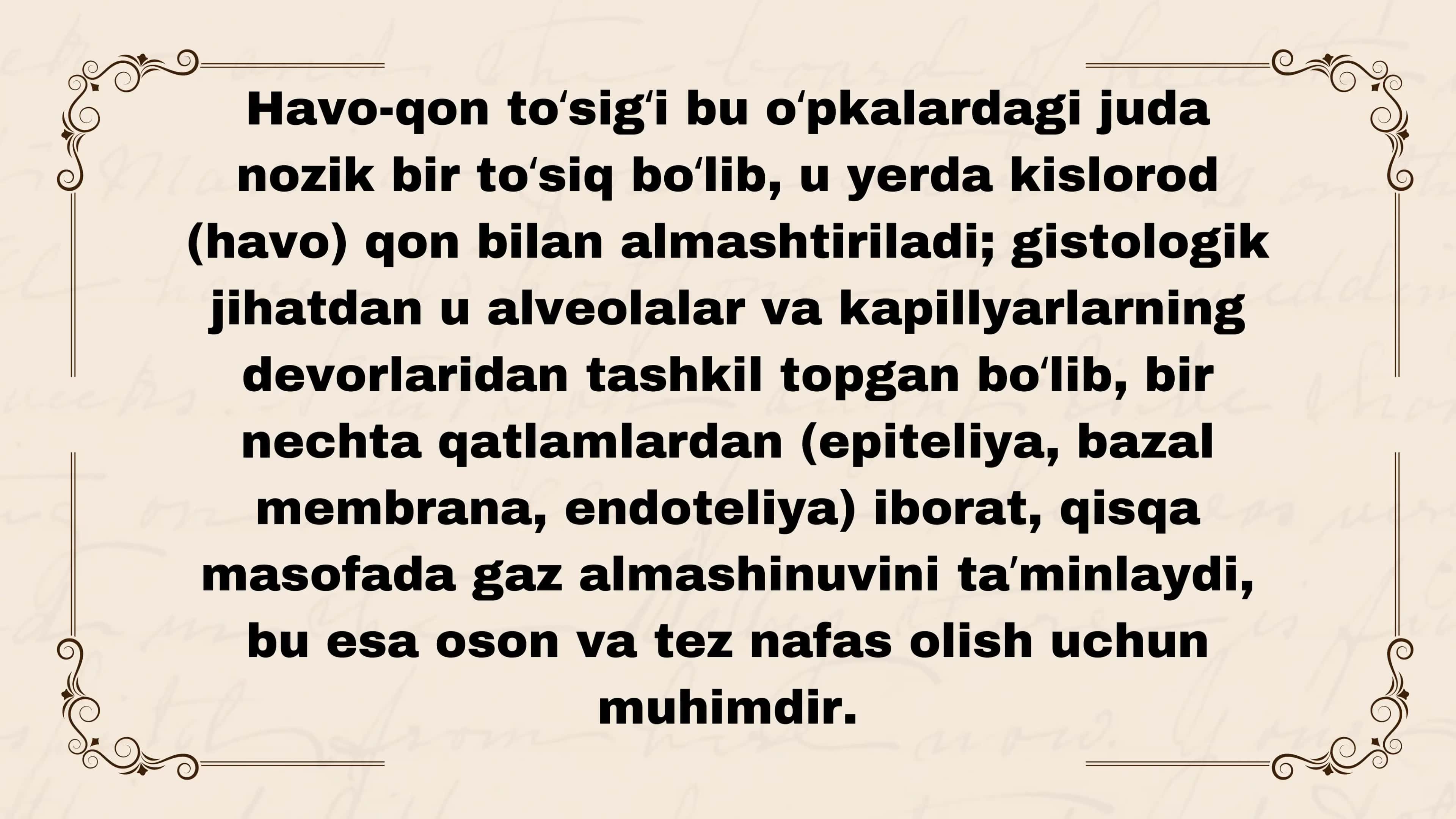 Havo-qon toʻsigʻi tuzilishi, vazifalari va patalogiyasi 3
