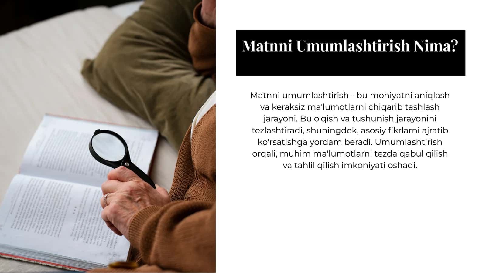 Matnni Umumlashtirish : Asosiy Tamoyillar va Amaliyot 3
