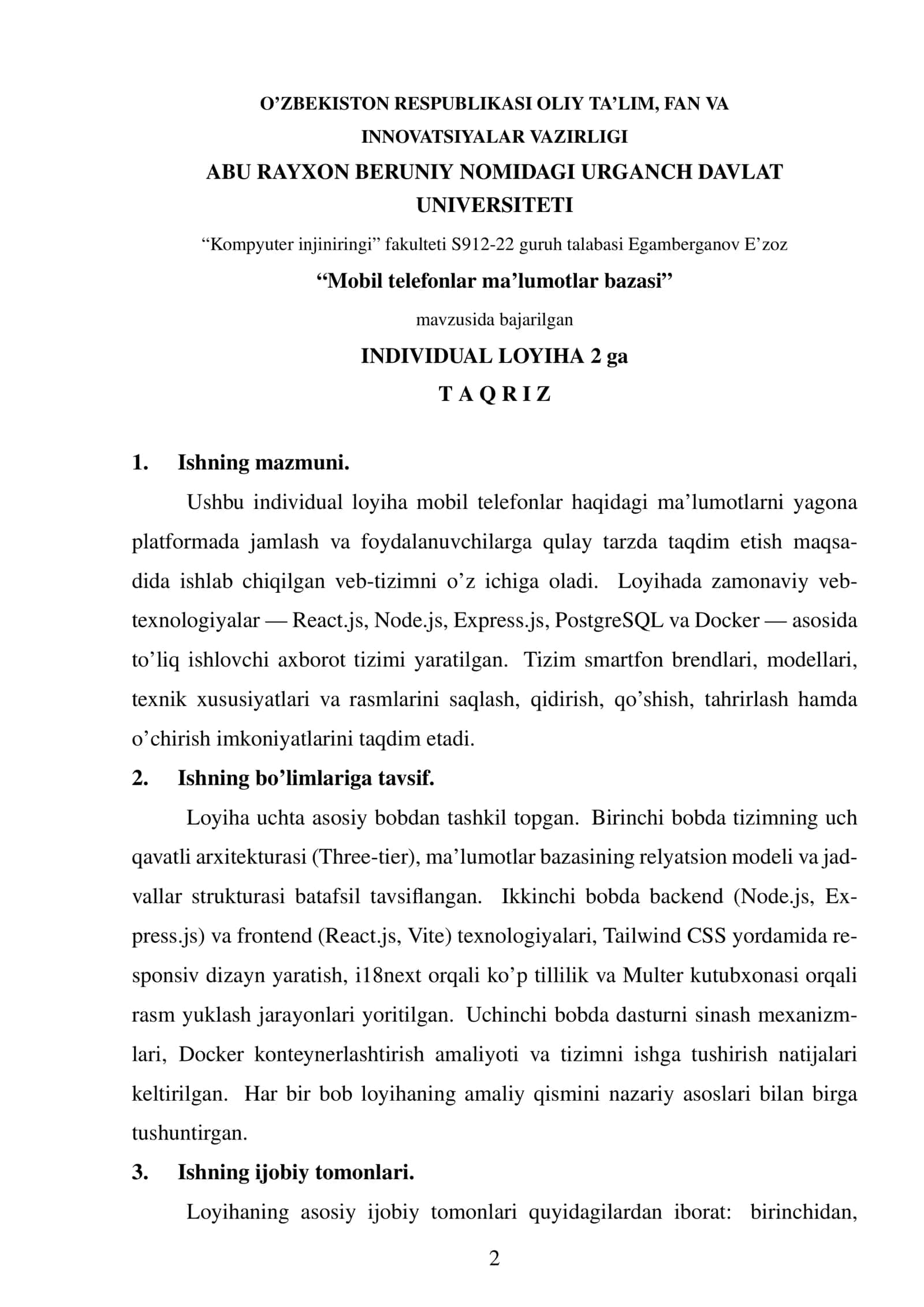 Mobil telefonlar ma'lumotlar bazasi 3