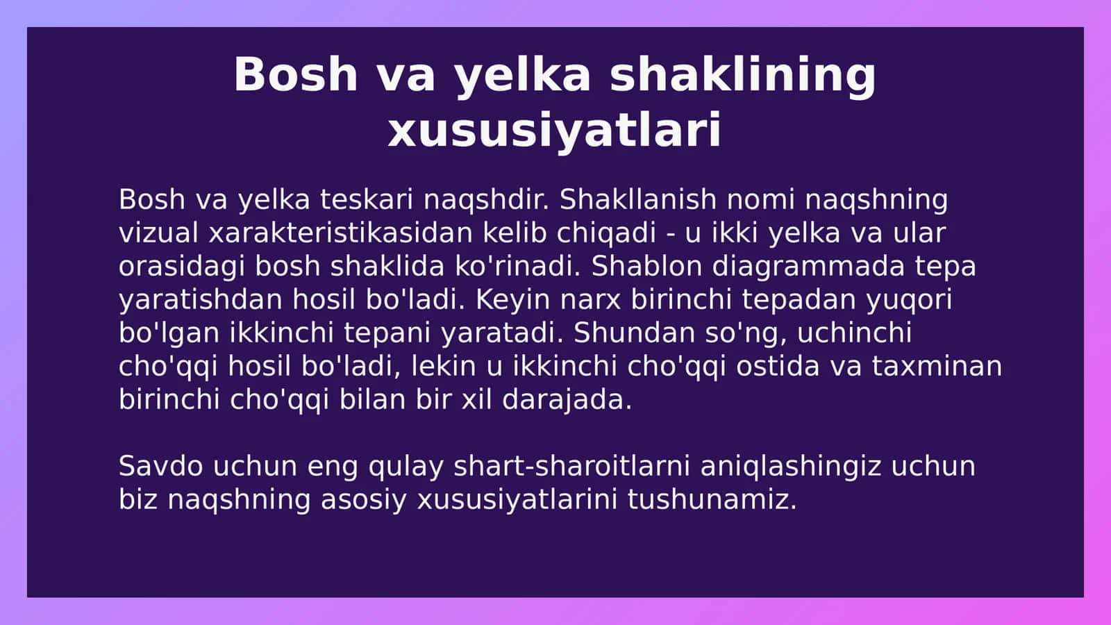 Bosh va yelka namunasi: Savdo 3