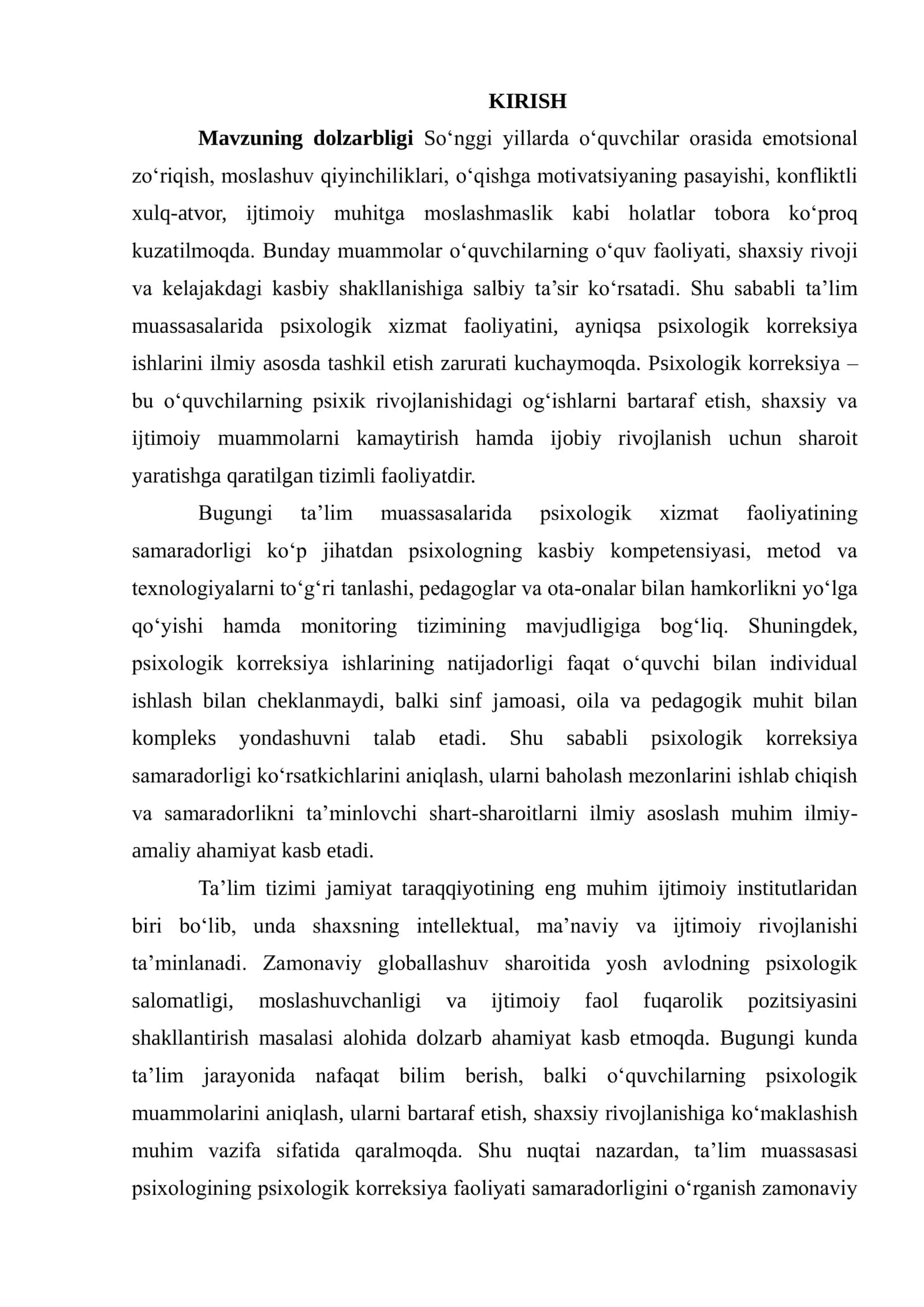 TA’LIM MUASSASASI PSIXOLOGINING PSIXOLOGIK KORREKSIYA FAOLIYATINI SAMARADORLIGI KURSATKICHLARI VA SHARTLARI 3
