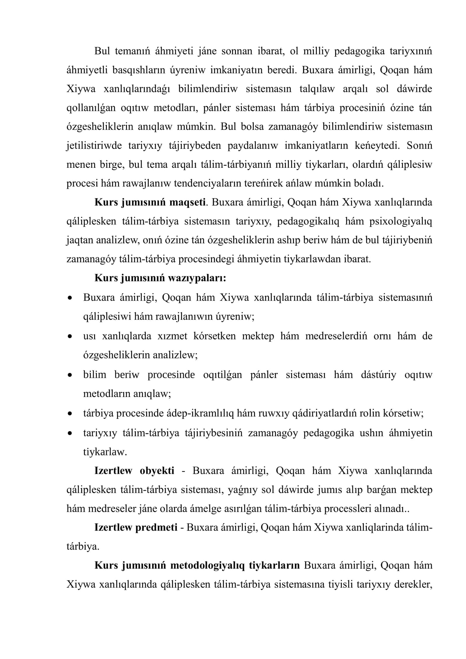ORTA AZIYA XANLÍQLARÍNDA TÁLIM-TÁRBIYANÍŃ MAZMUNI HÁM TEORIYALÍQ TIYKARLARÍ 3