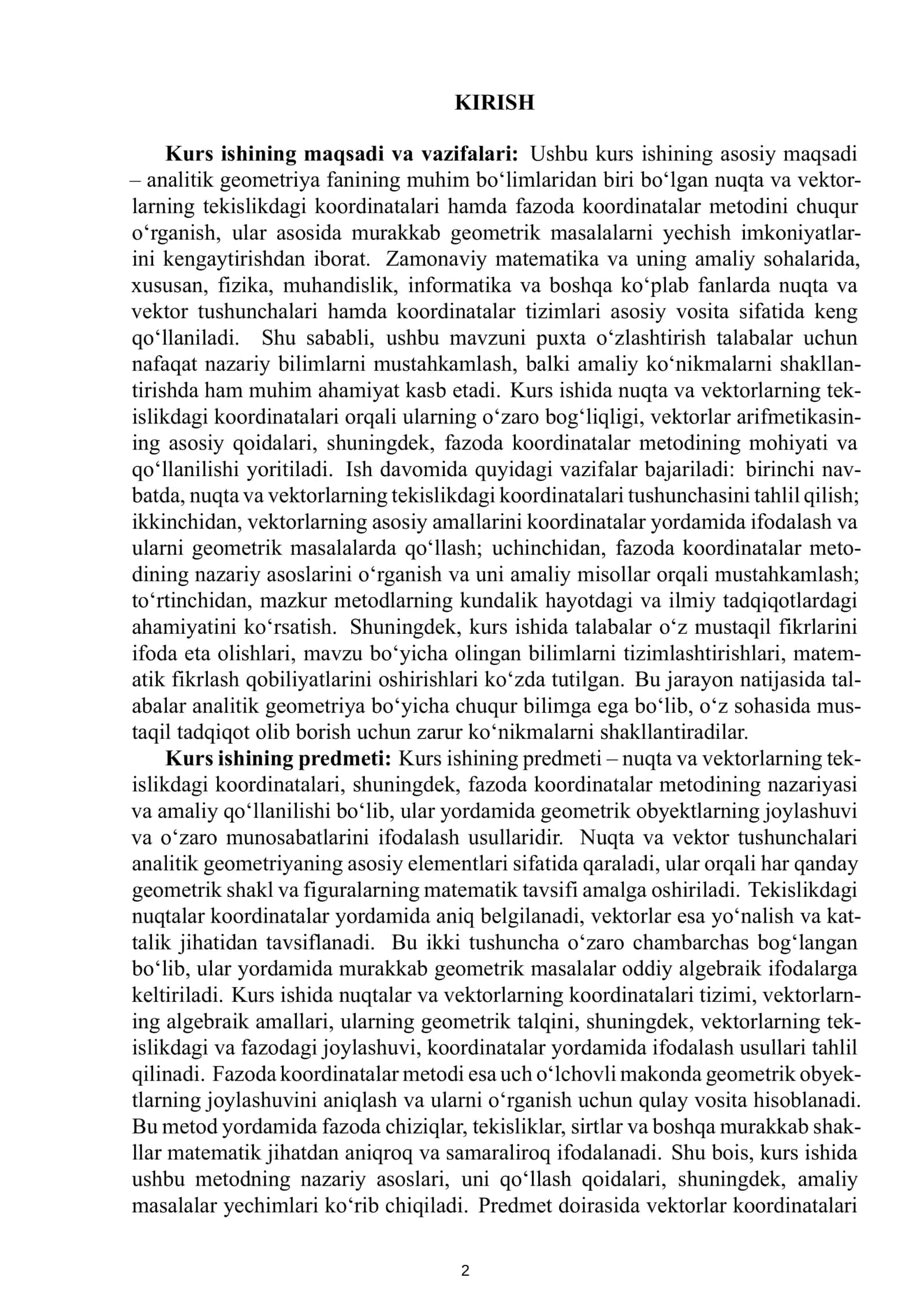 Kurs ishi: Analitik Geometrya Fanidan Tayyorlagan 3