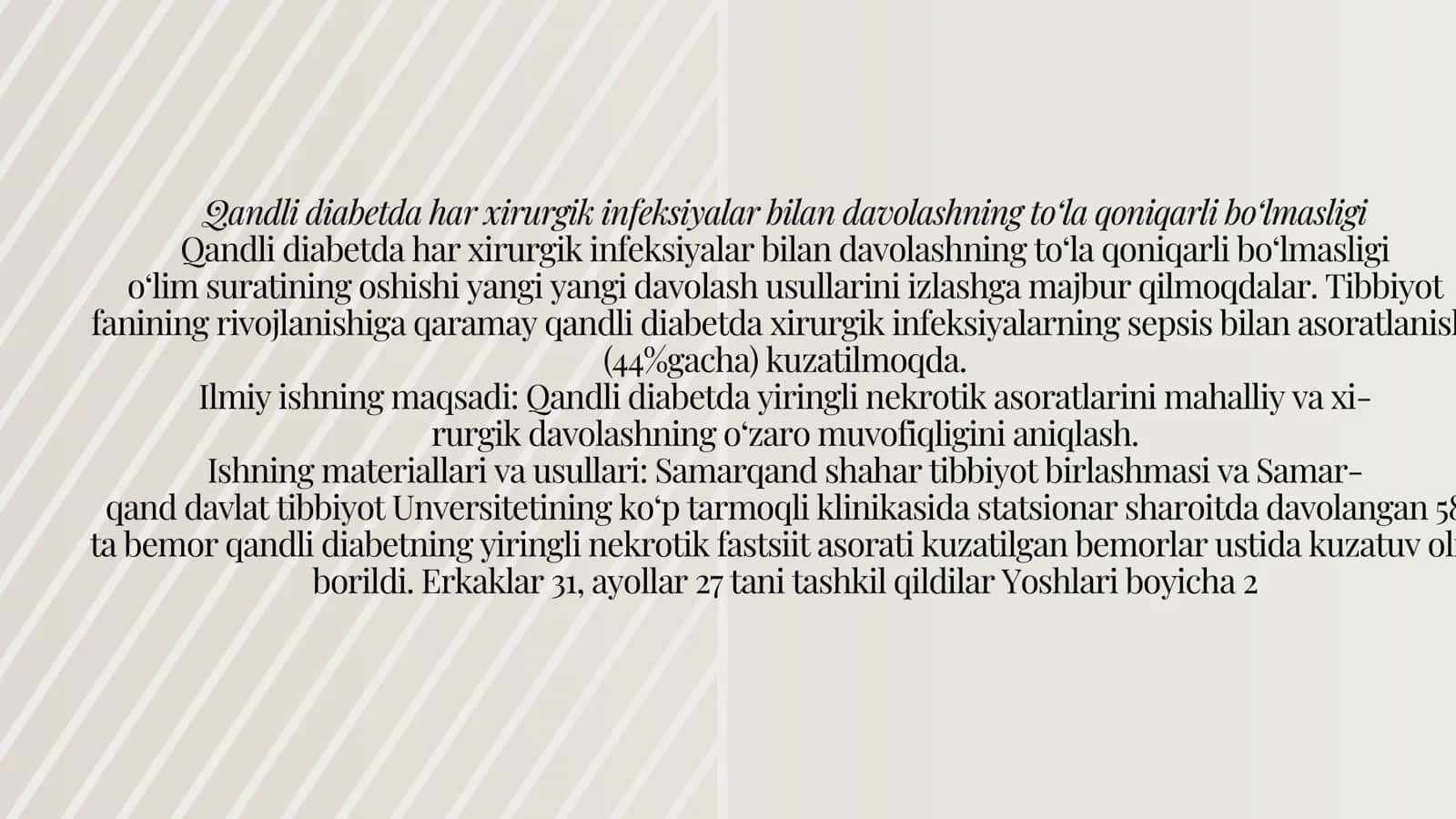Qandli deyabit bemorlardan yumshoq toʻqimalar xururig infektsiyasini davolash usulari 3