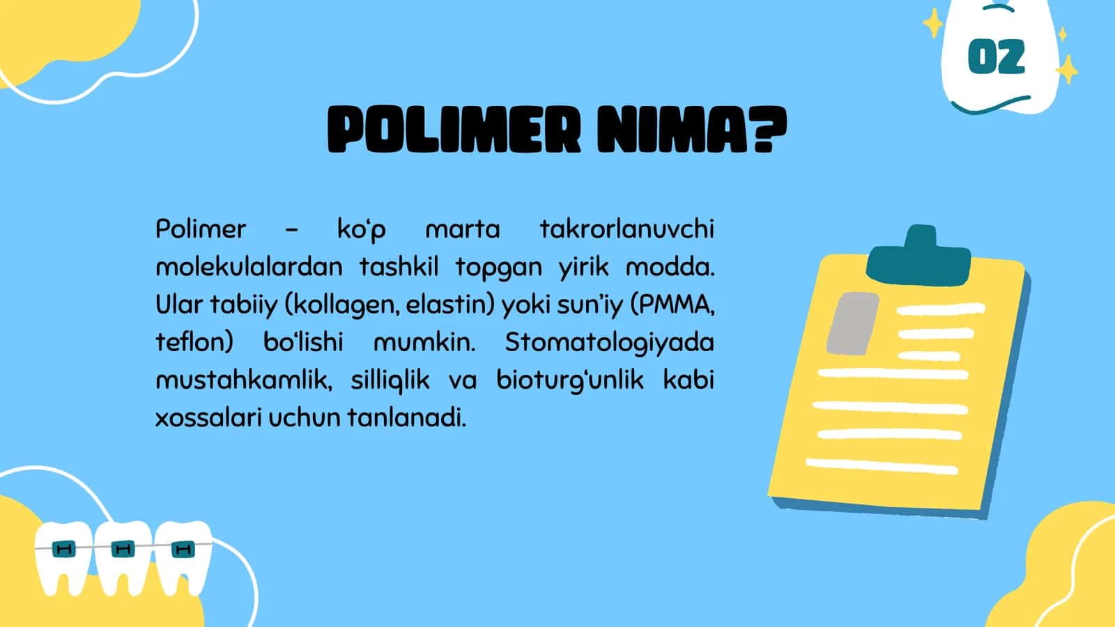 Stomatologiya amaliyotida qo’llaniladigan polimerlar va sopolimerlar 3