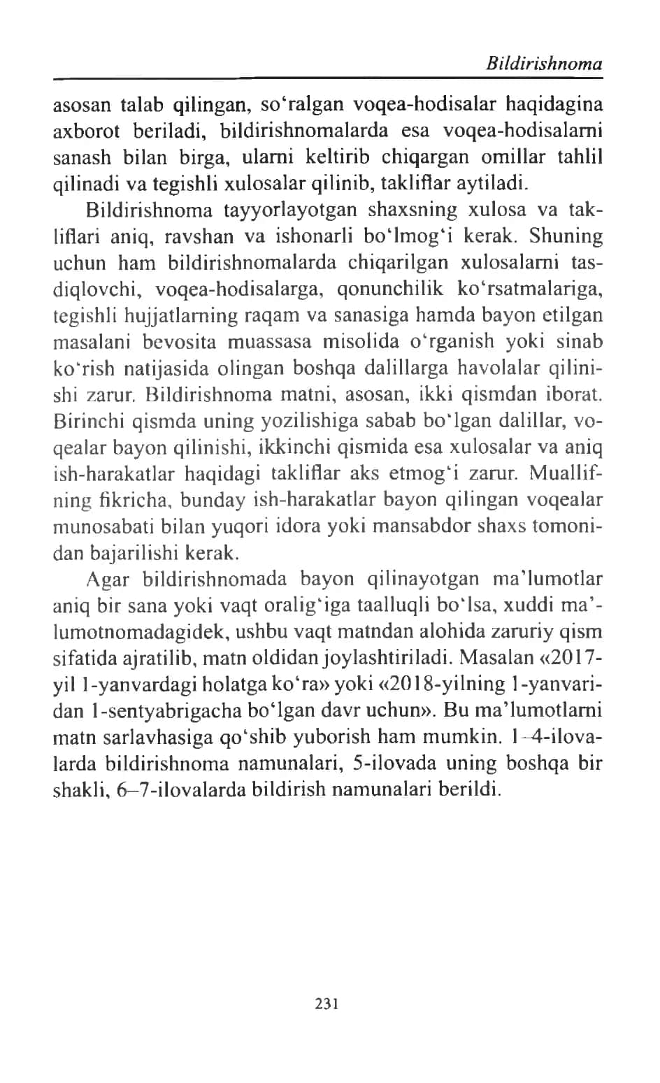 Bildirishnoma, bildirgi yozish qoidalari va namunalari to'liq 3