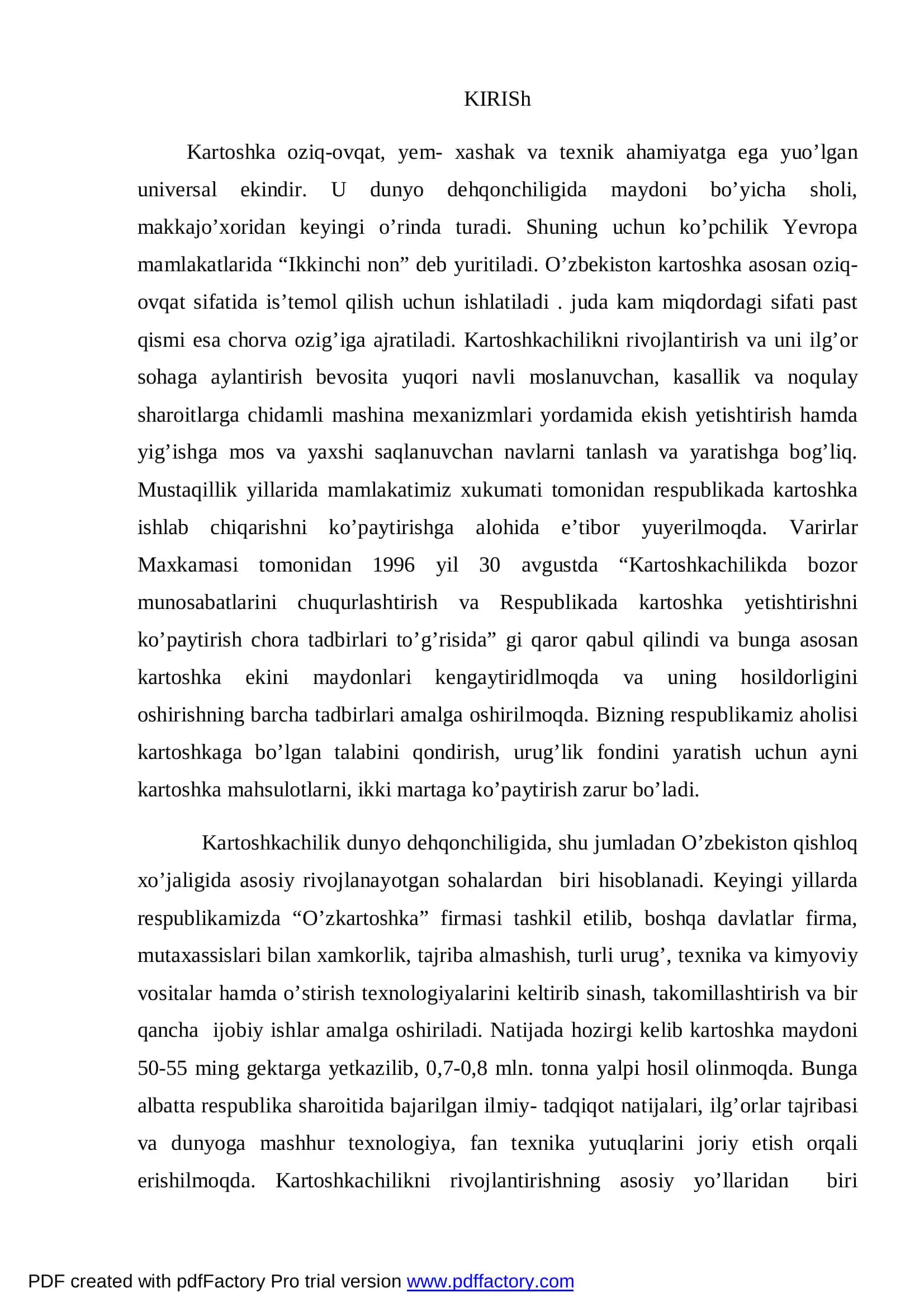 "Ertagi kartoshka yetishtirishda tuganaklar o’stirib olishning ahamiyati" 3