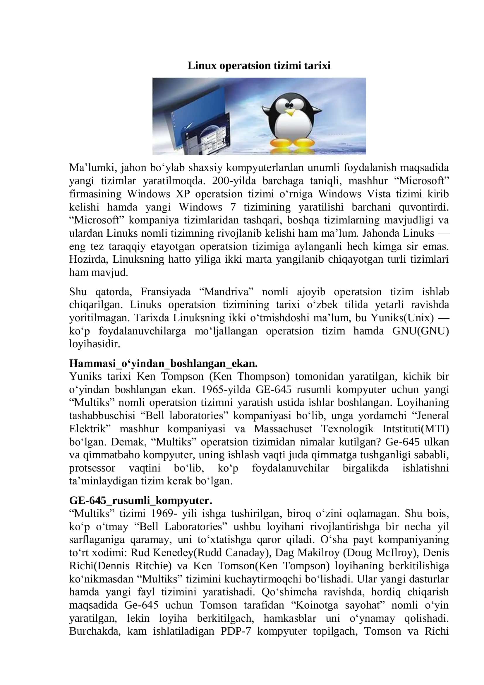 Linux operatsion tizimi va uning imkoniyatlari 3