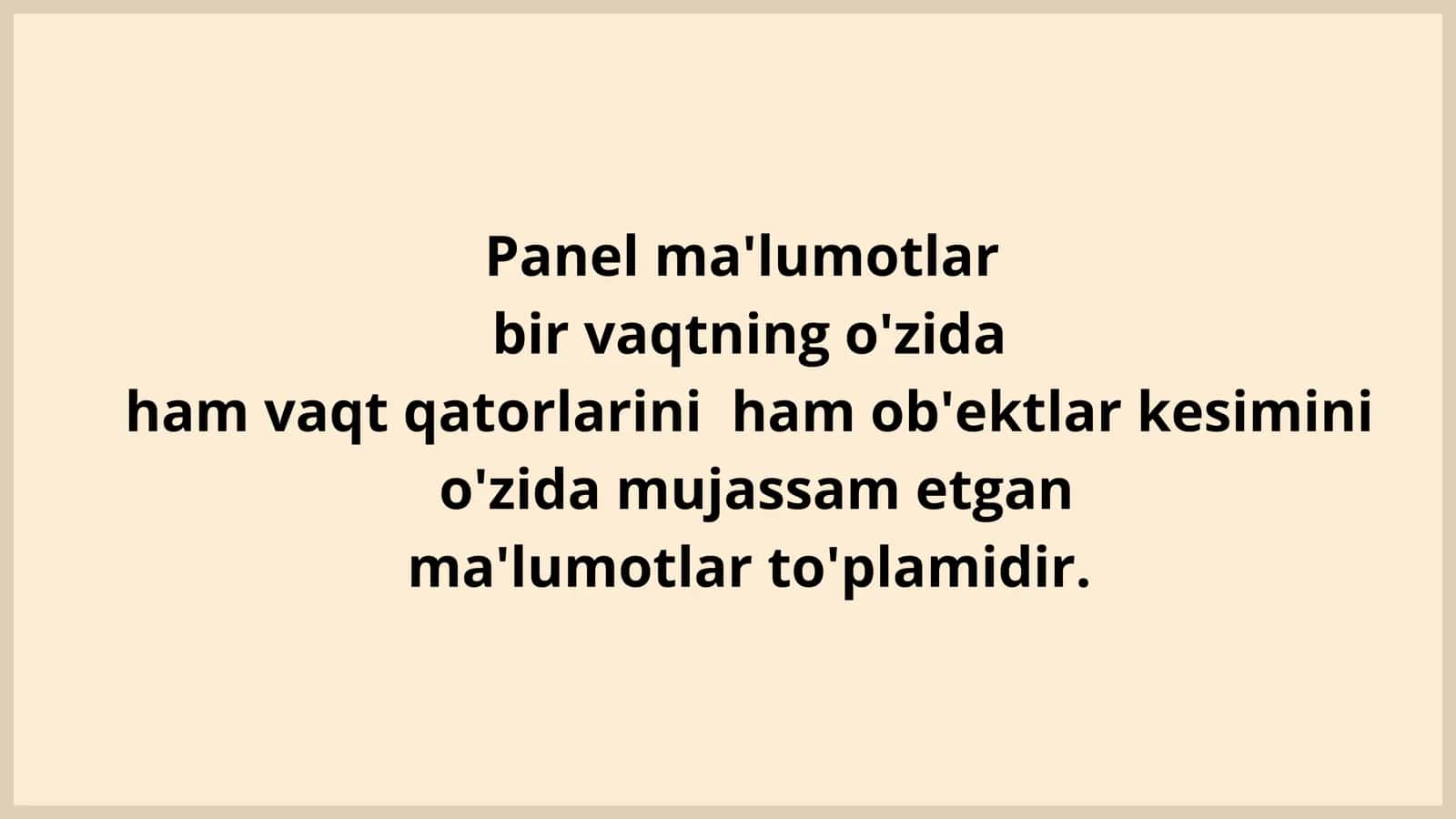 Panel ma'lumotlar modellari 3