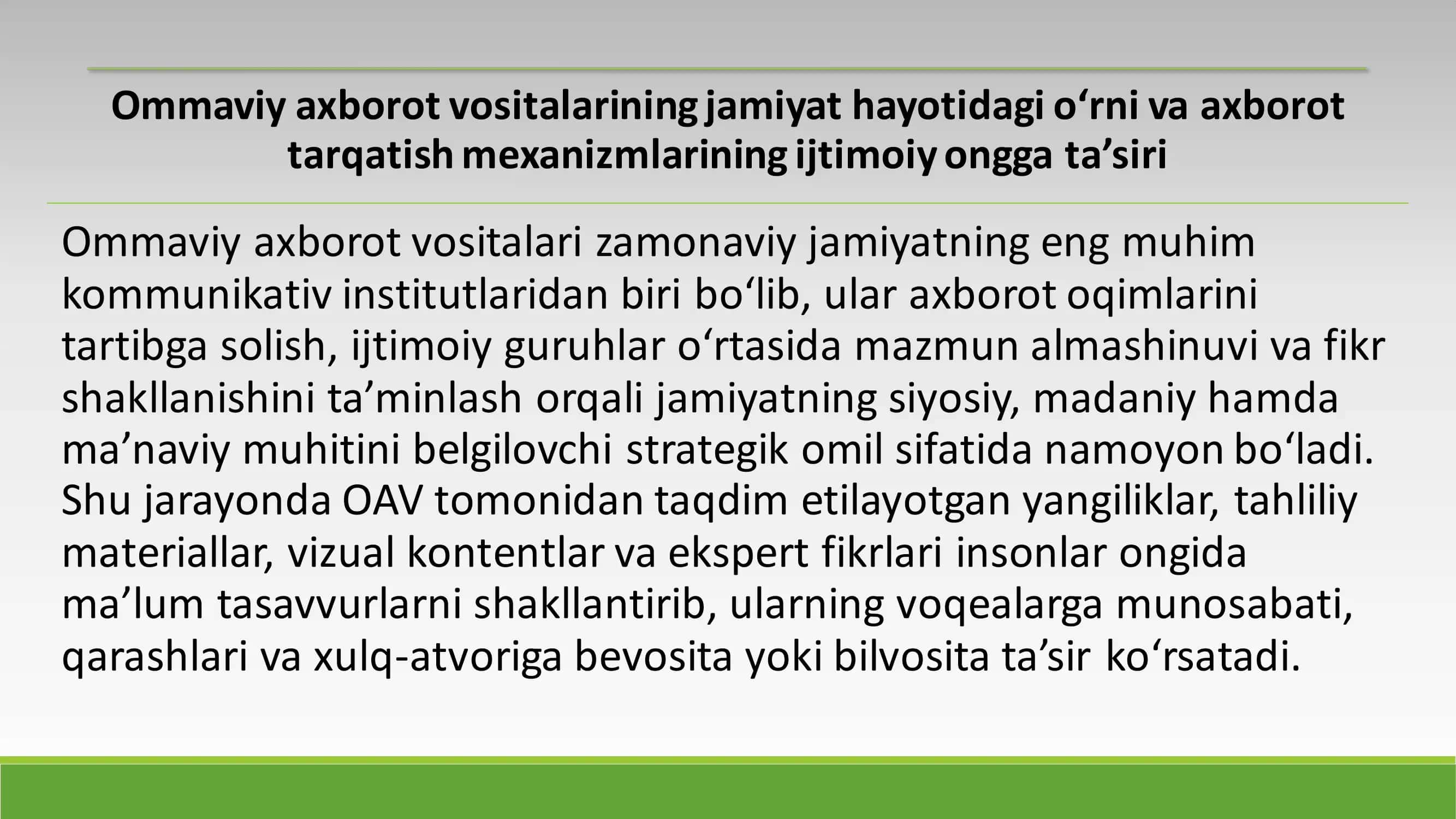 Ommaviy axborot vositaning ijtimoiy ta'sir kuchi. 3