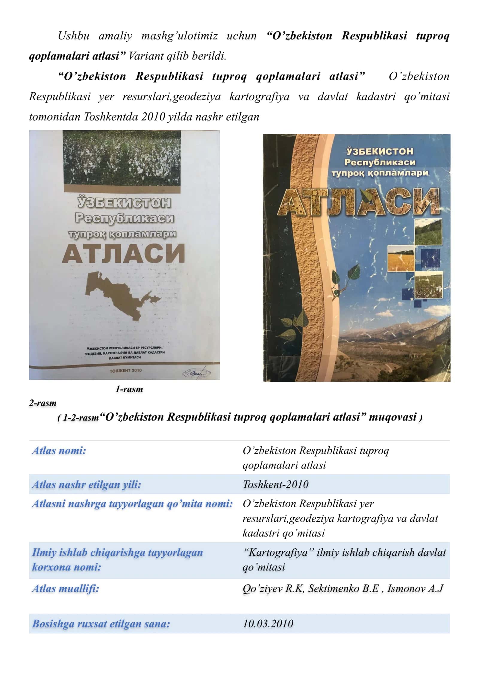 IJTIMOIY - IQTISODIY MAVZUDAGI TUZILGAN XARITA VA ATLASLAR BILAN TANISHISH, HAMDA ULARNI ASOSIY MAZMUNINI KARTOGRAFIK TASVIRLASH USULLARI NUQTAIY NAZARIDAN  O‘RGANISH. 3