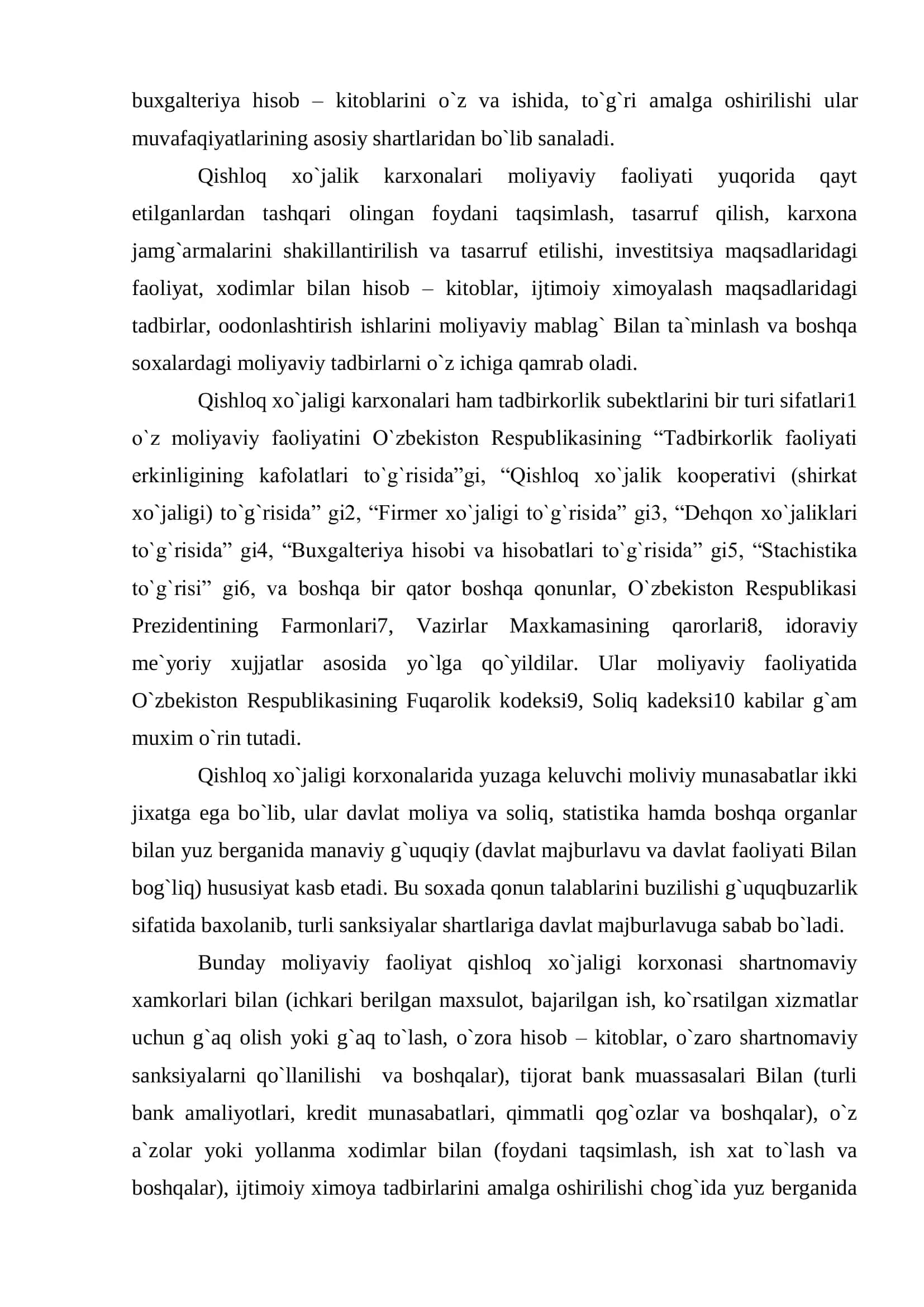 Qishloq xo`jalik korxonalari moliyaviy faoliyatini huquqiy tartibga solish 3