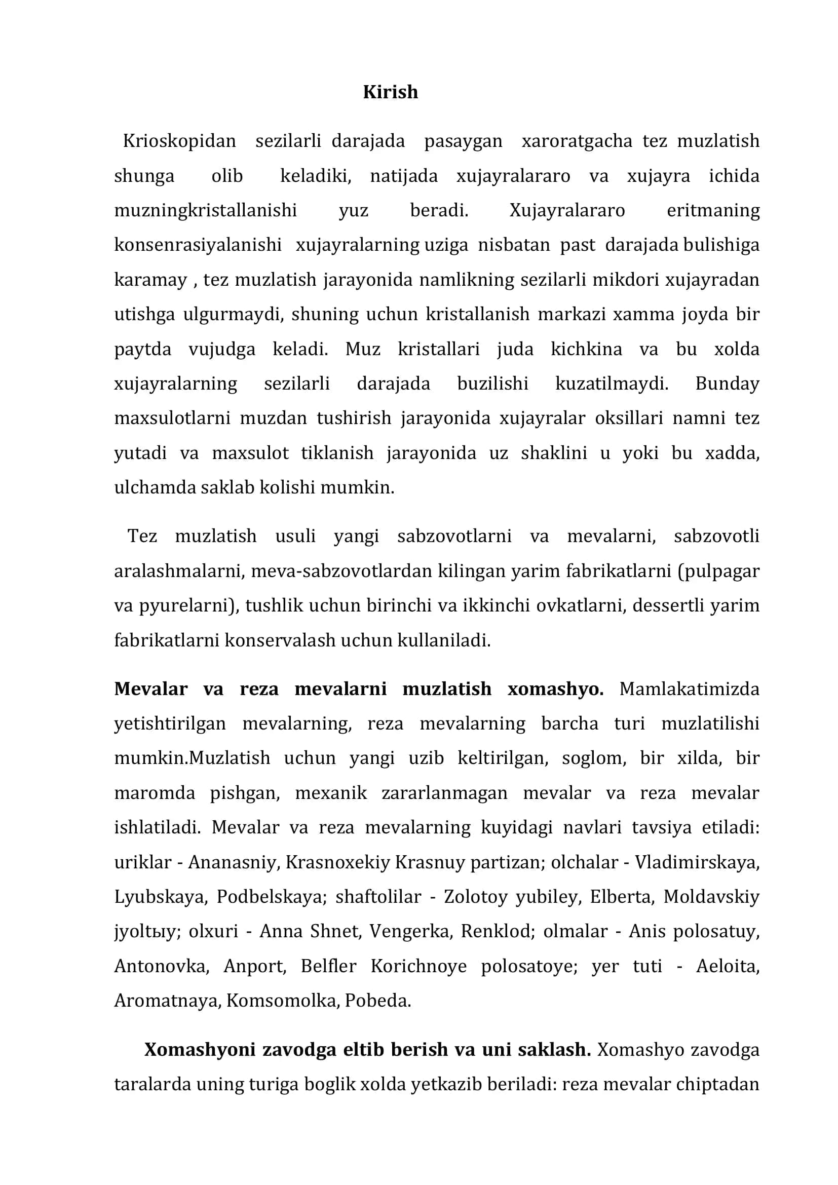 Mahsulotni jadal muzlatish korxonasi faoliyatini o’rganish 3
