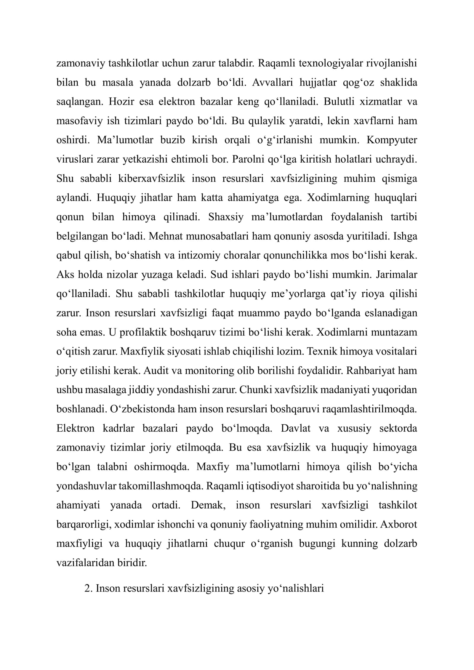 Inson resurslari xavfsizligi: axborot maxfiyligi va huquqiy jihatlar 3