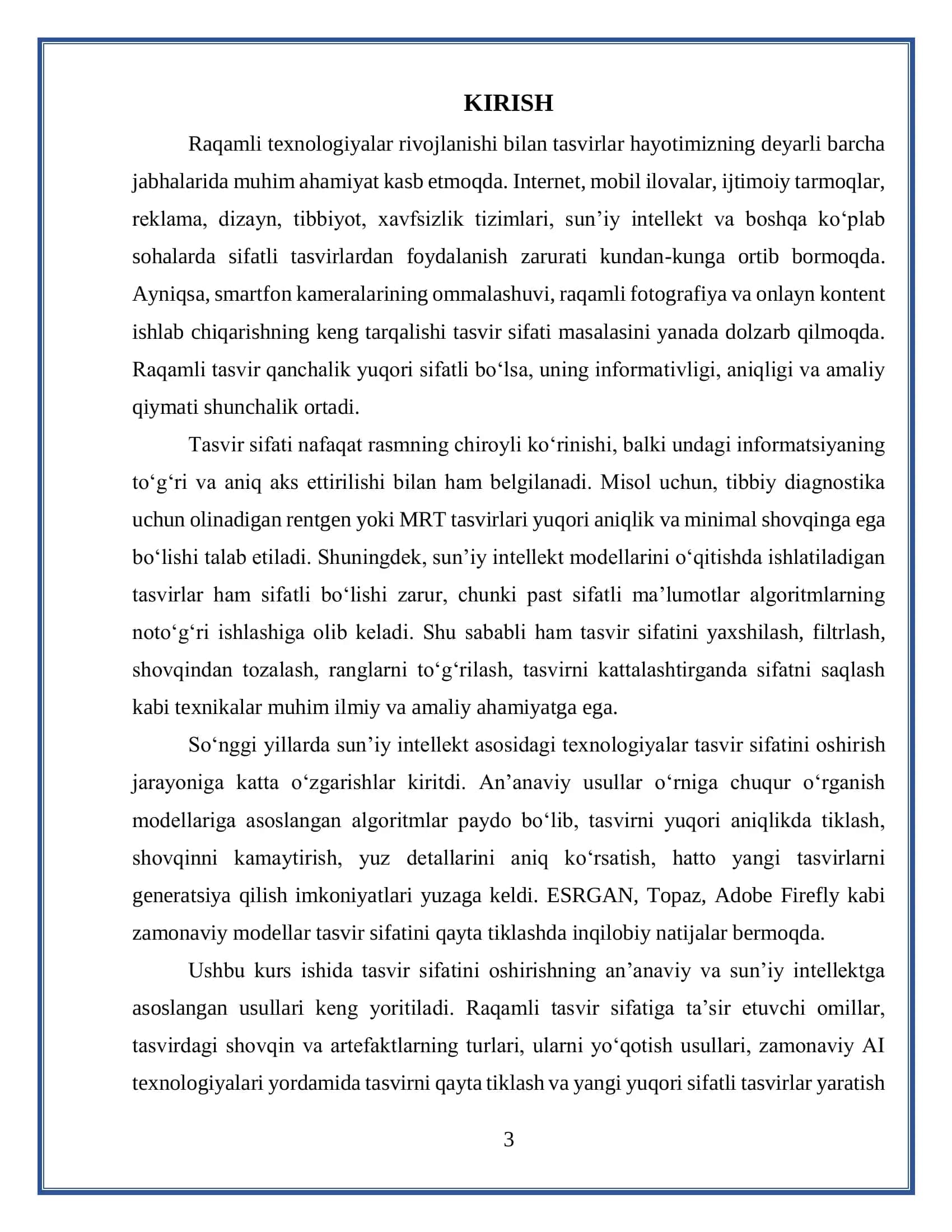 TASVIRLARNING SIFATINI YAXSHILASH. YUQORI SIFATLI TASVIRLAR YARATISH TEXNIKALARI 3