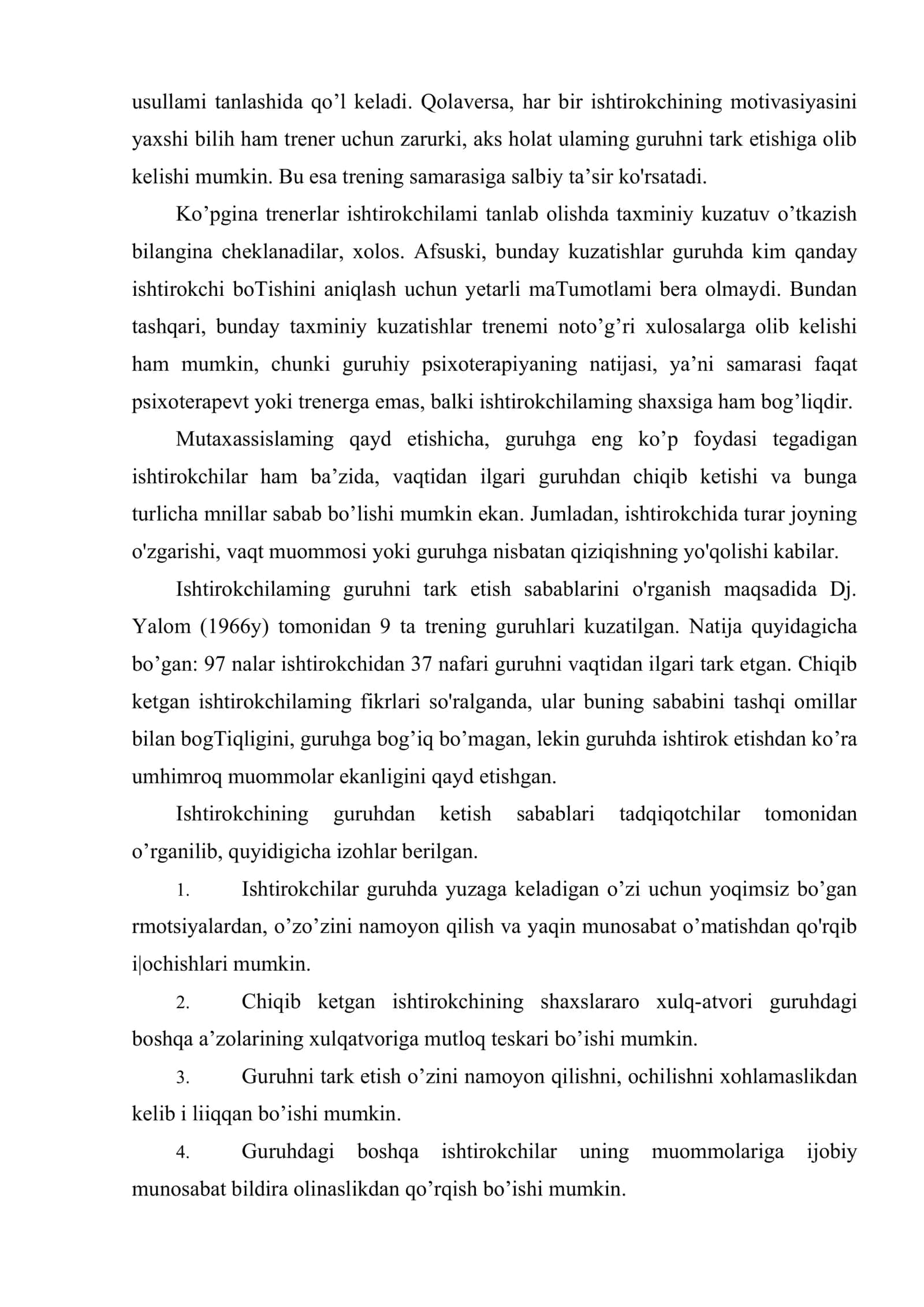 Guruhiy treninglarning tashkiliy-uslubiy jihatlari 3