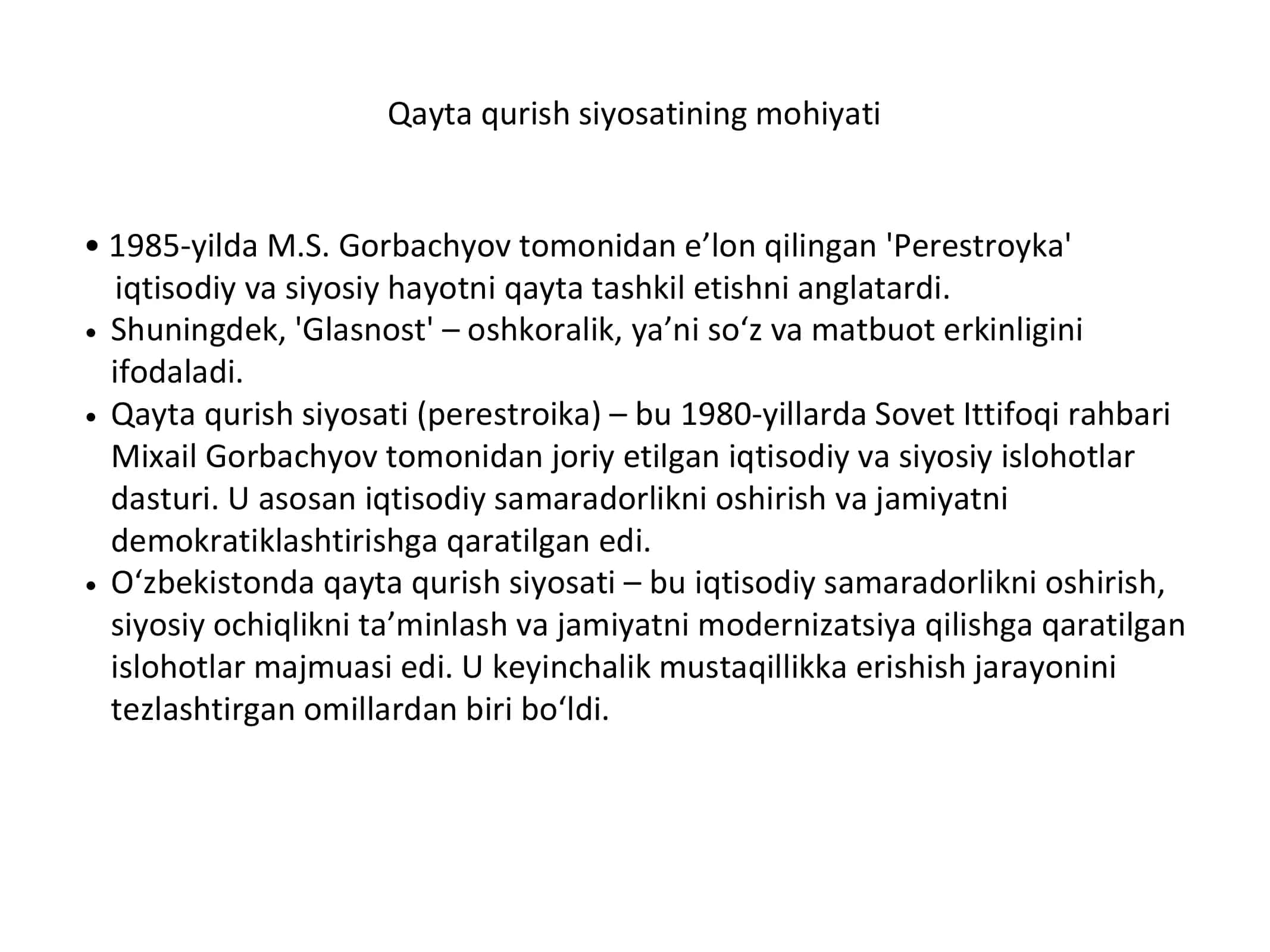 Qayta qurish yillarida O‘zbekistondagi ijtimoiy-siyosiy vaziyat 3