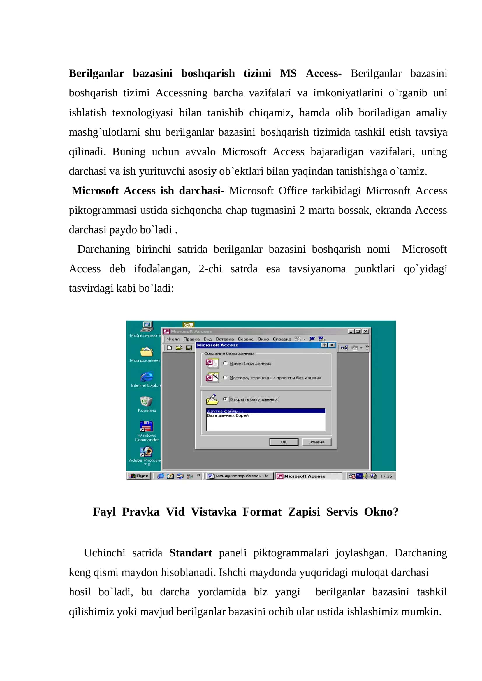 Microsoft Access dasturi bilan ishlash 3