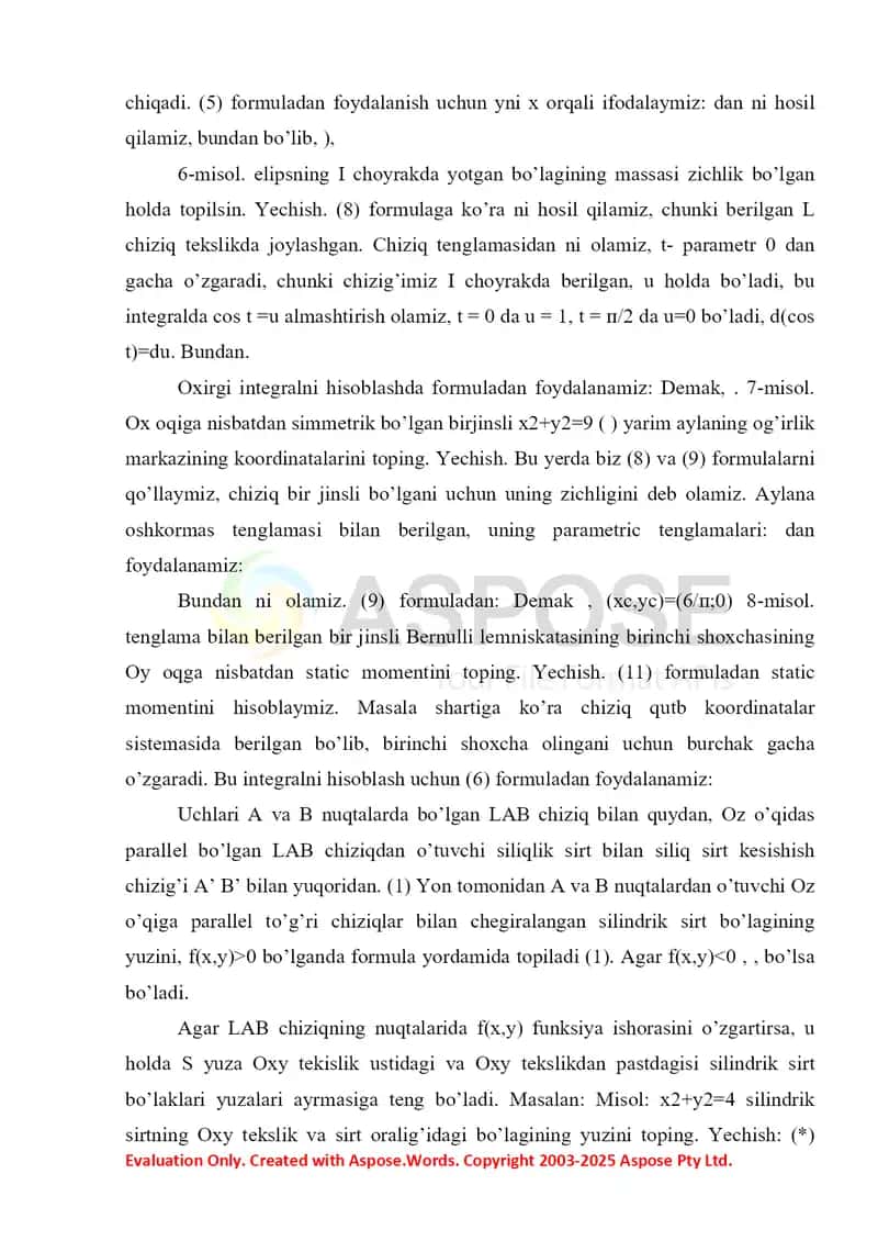 Egri chiziqli integrallar 3