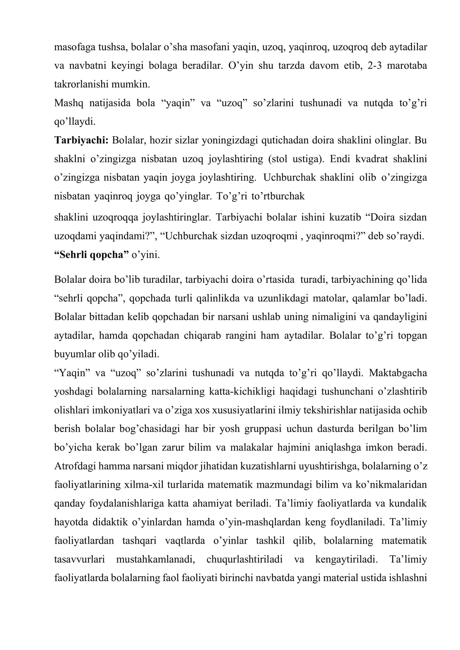 Bolalarda shartlı o’lchov yordamıda turlı o’lchamlarnı o’lchash haqıdagı tasavvurlarnı shakllantırısh 3