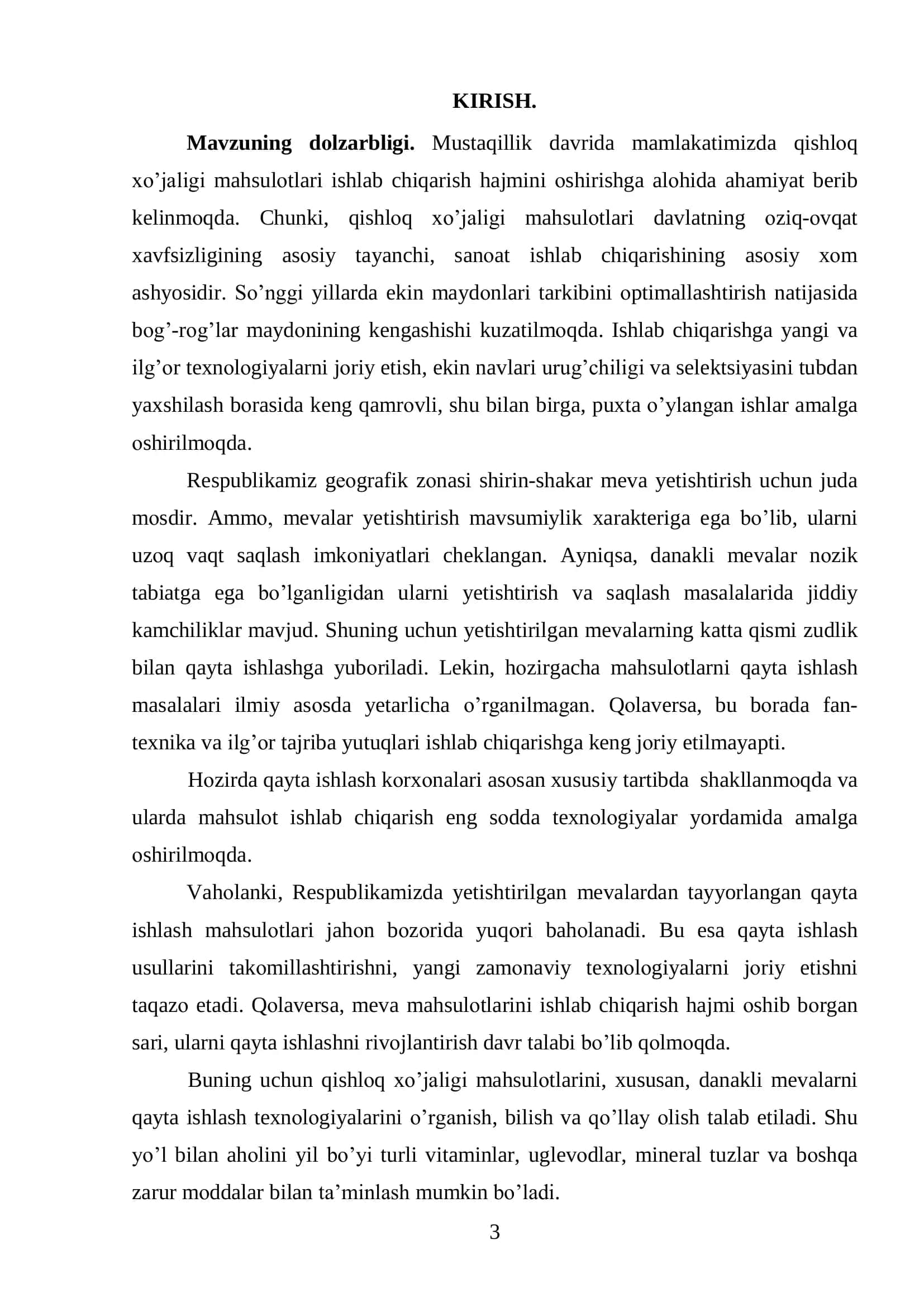 Qishloq xo'jaligi mahsulotlari texnologiyasi 3